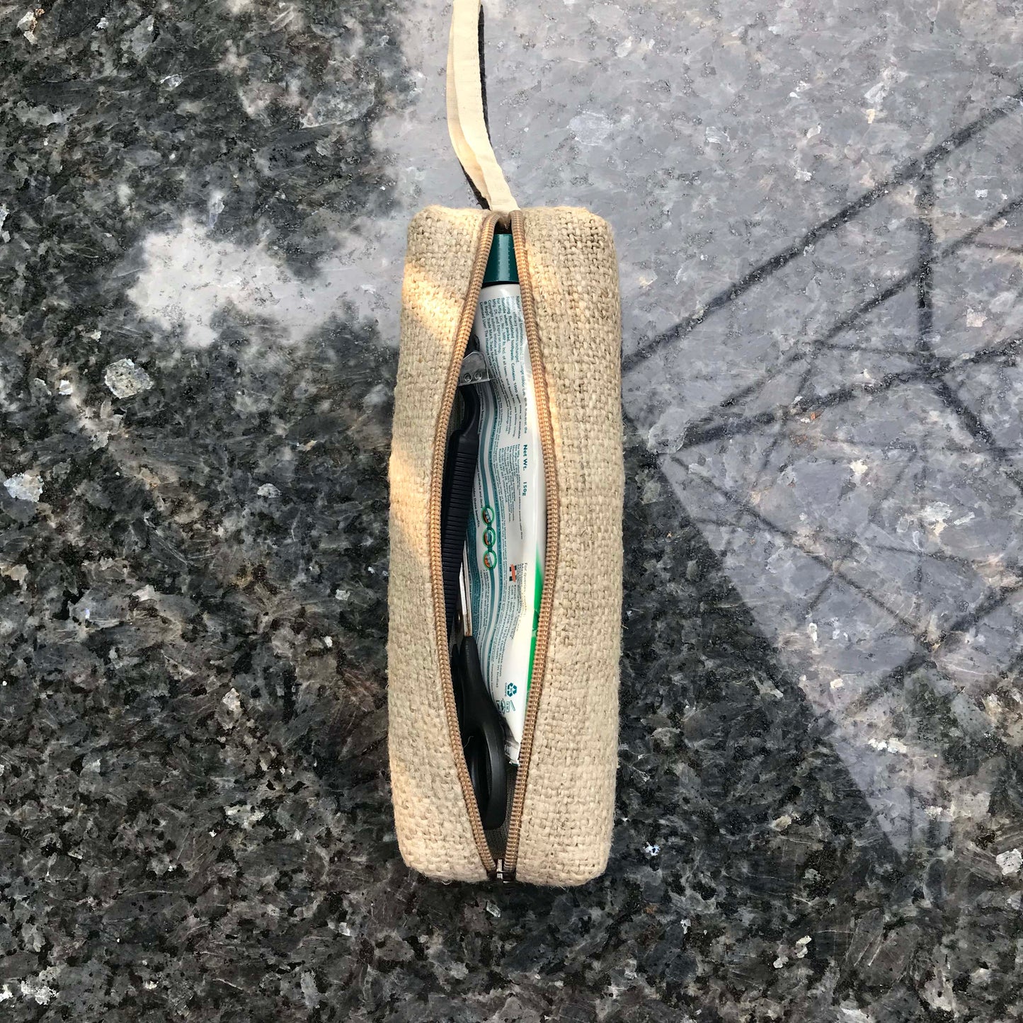 Travel pouch made from 100% pure hemp