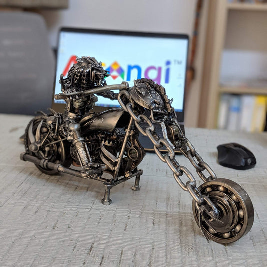 Predator on Bike Metal Art Figurine