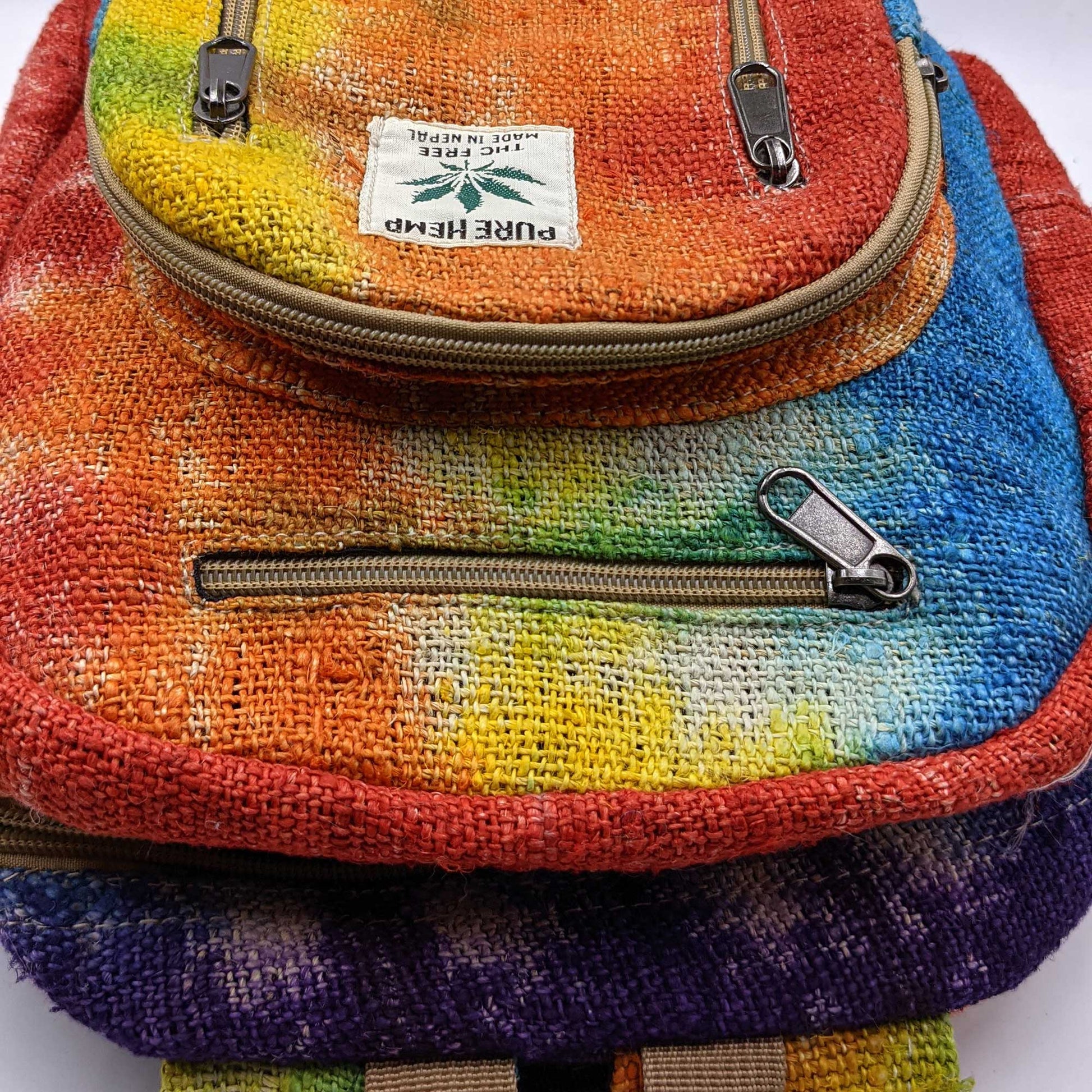 Hemp Backpack Mini Multicolor Print Side view