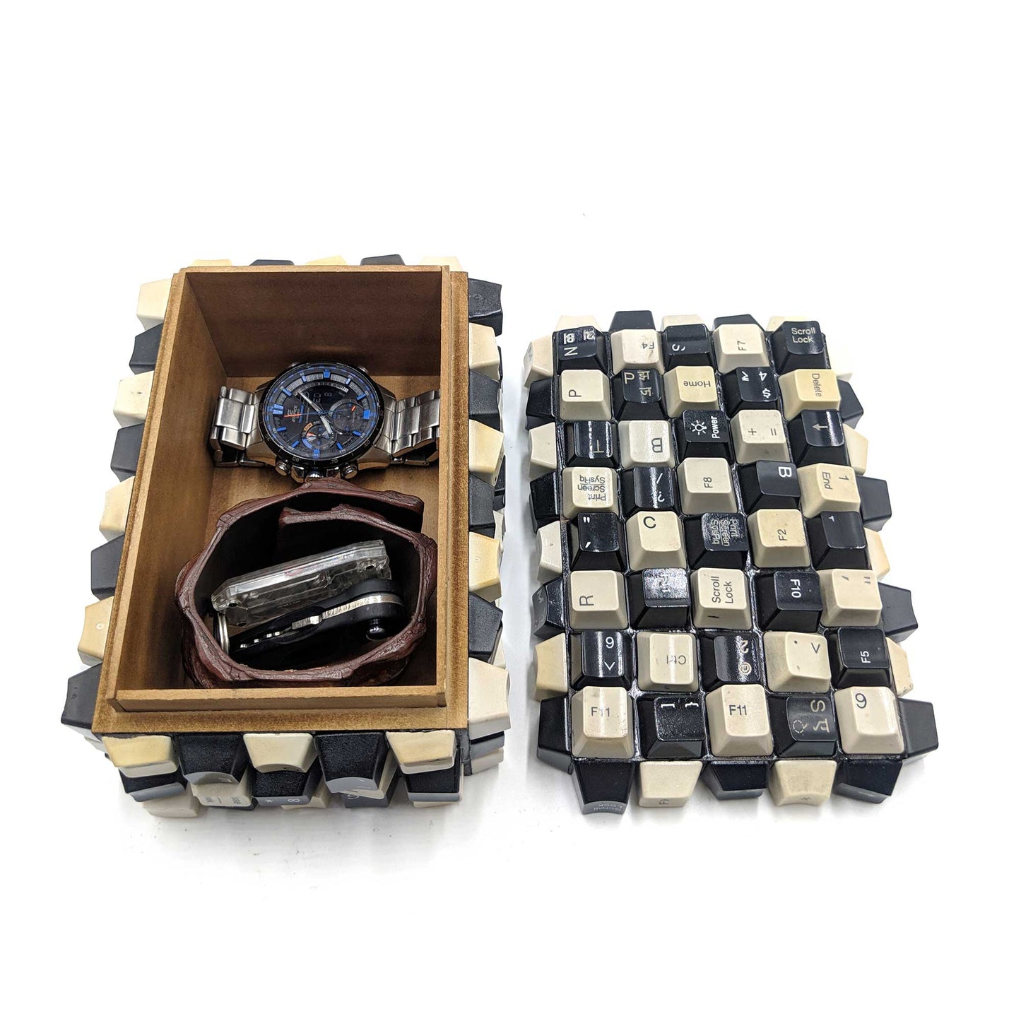 Wooden Box Keyboard Keys watch and jewelry