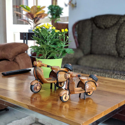 Miniature Vespa scooter hand-crafted from wood