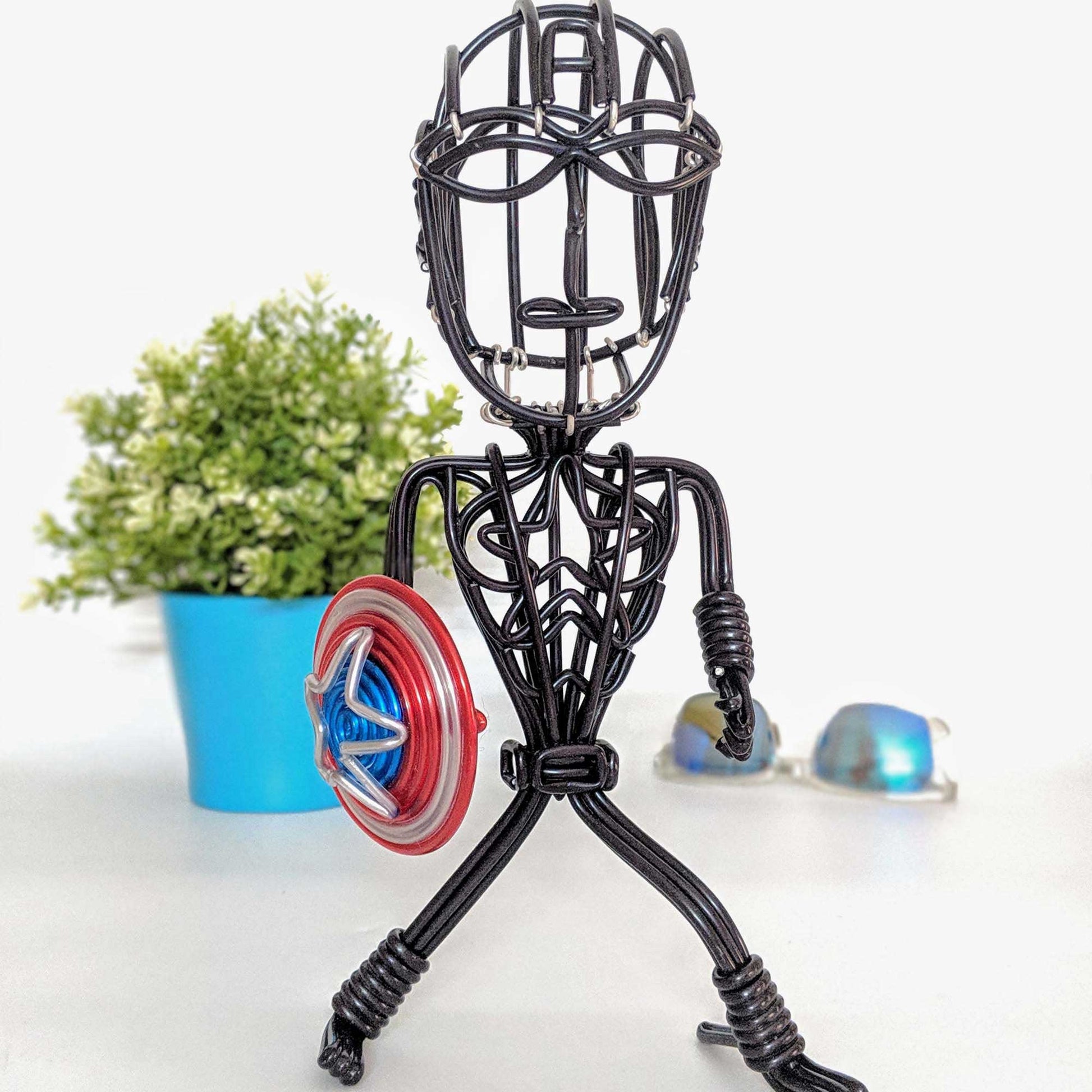 hand-crafted Wire-art Captain america figurine