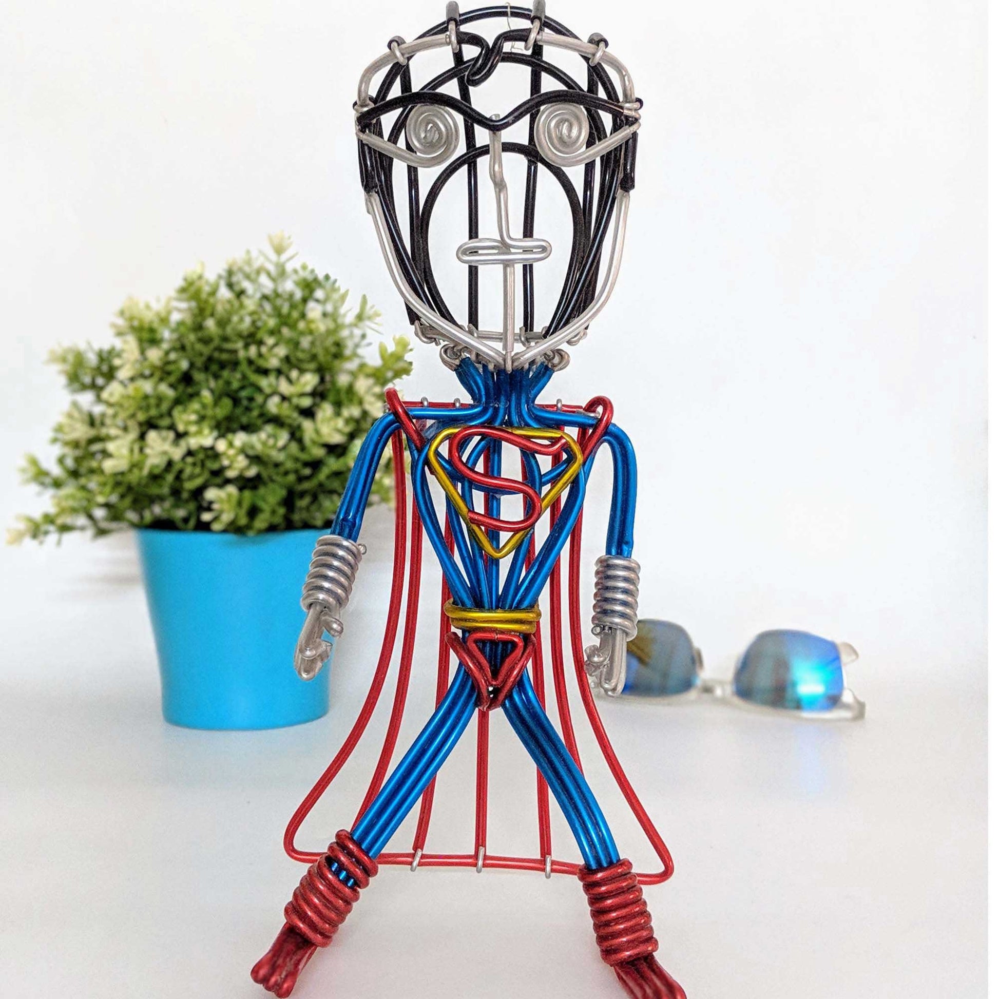 hand-crafted Wire-art Superman figurine