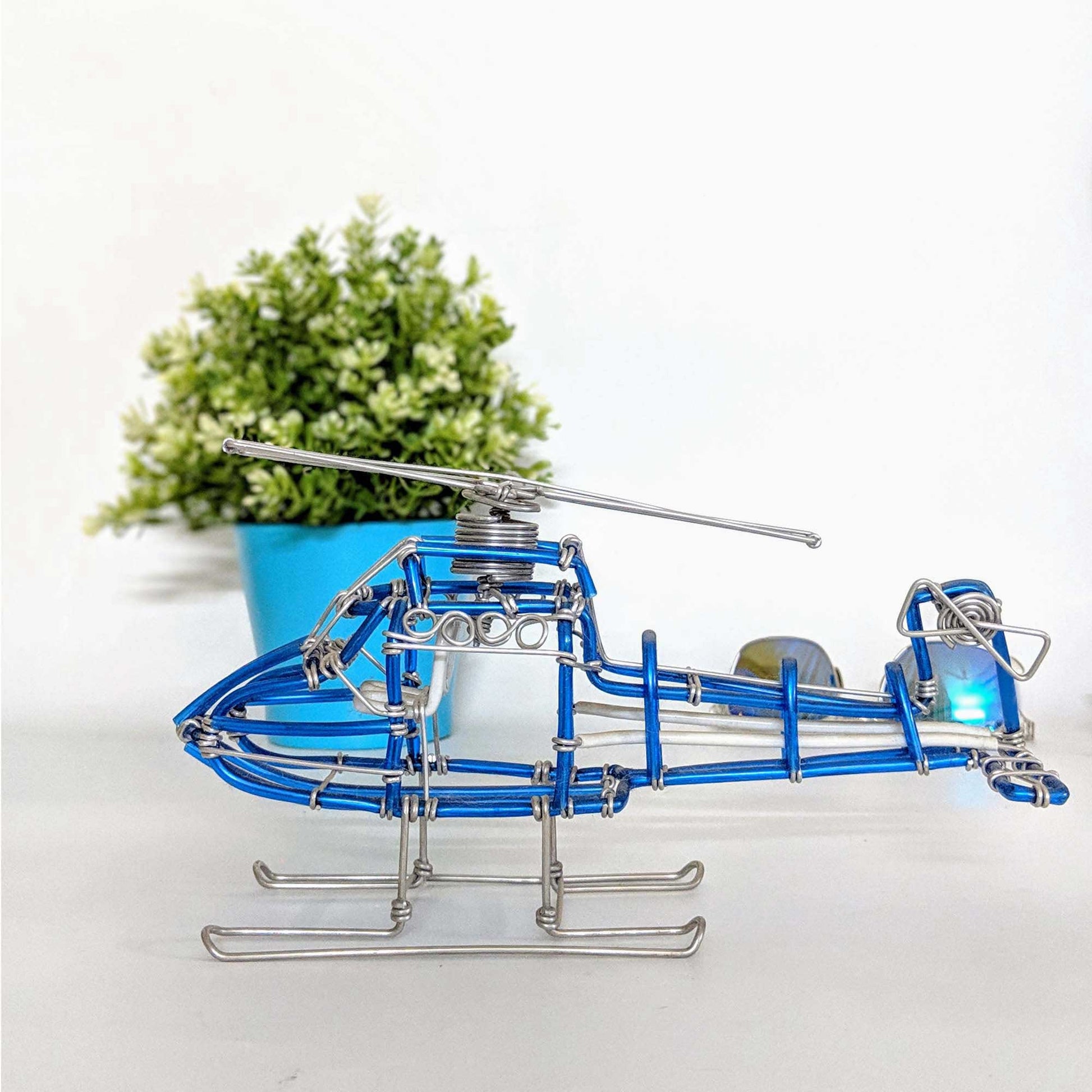 Miniature Wire Art Helicopter hand-crafted from aluminium wire