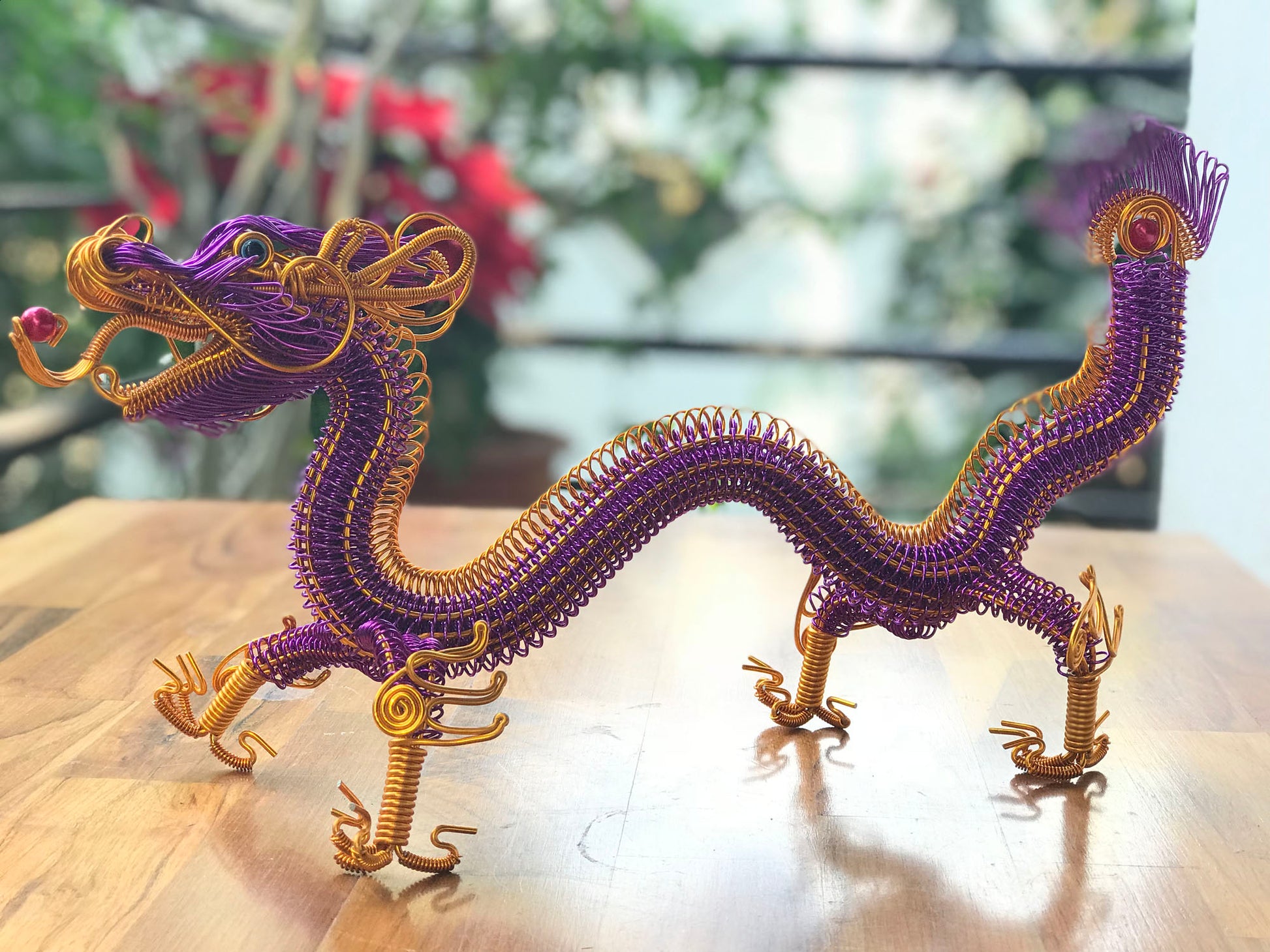 Hand-crafted wire art dragon