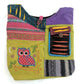 Cotton Shoulder Bag with embroidered owl