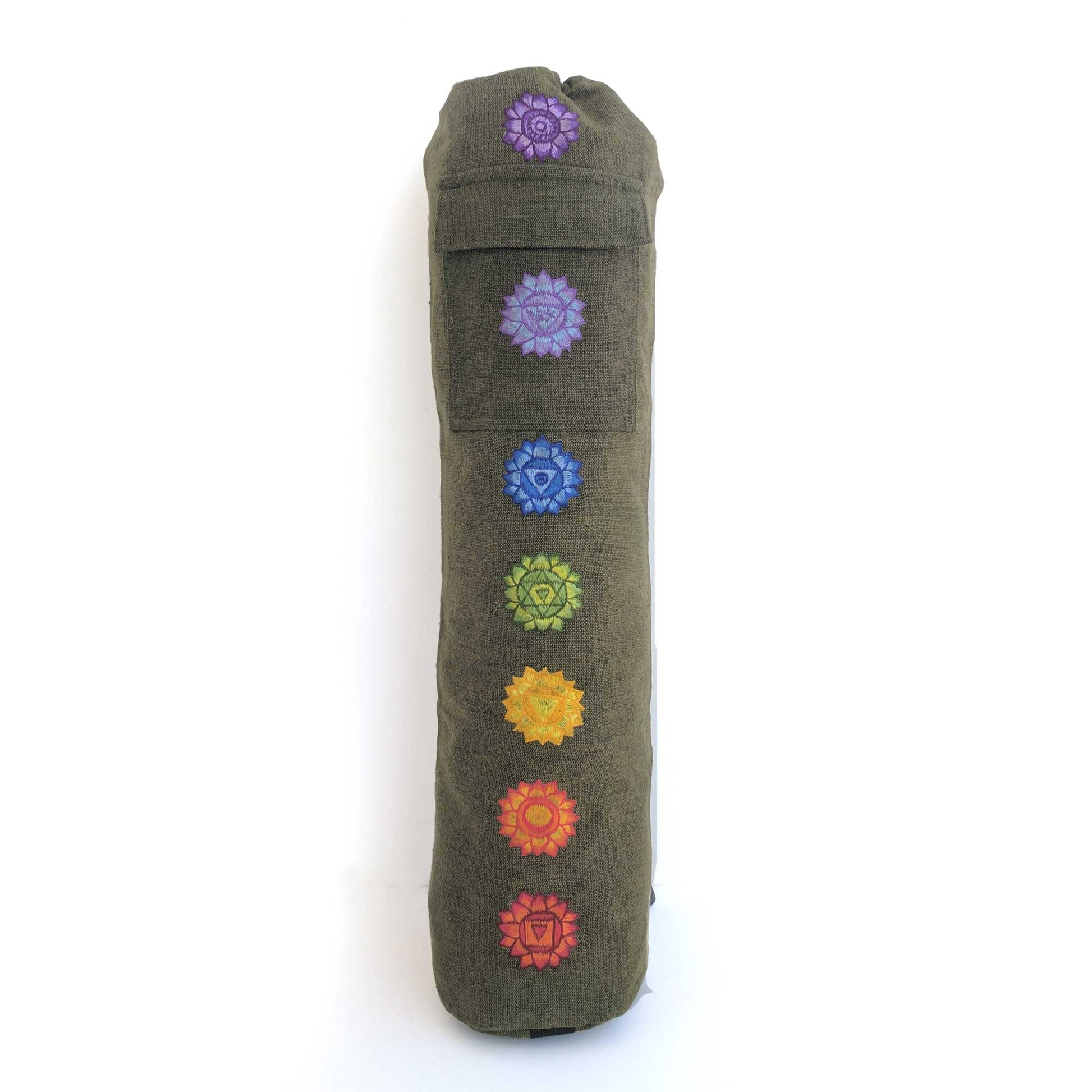 Yoga Mat Bag Chakras Green with hand-embroidery