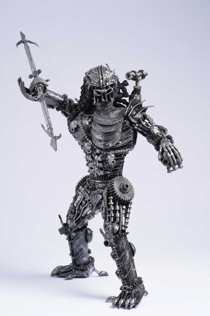 Predator metal action figure hand-crafted from junk auto parts