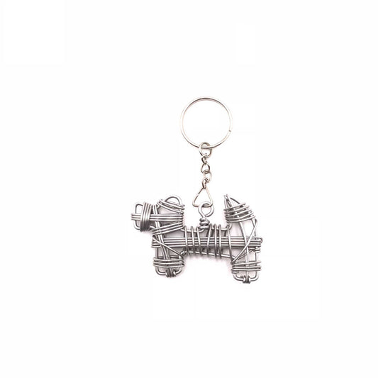 Miniature Wire Art Dog keychain hand-crafted from aluminium wire