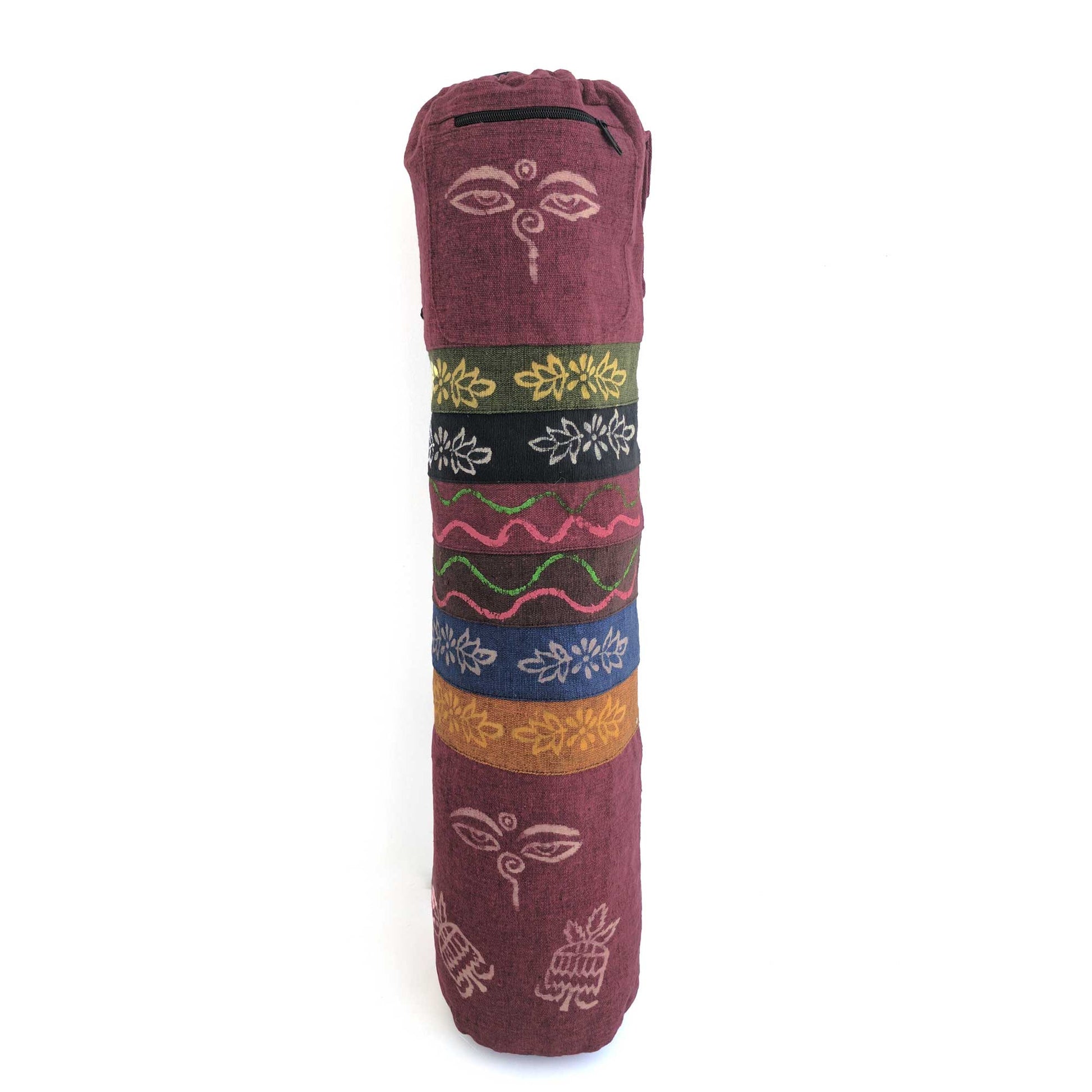 Yoga Mat Bag Printed Pattern with hand-embroidery