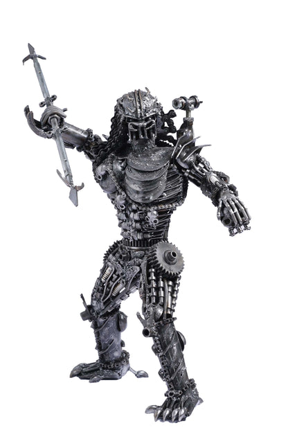 Predator metal action figure hand-crafted from junk auto parts