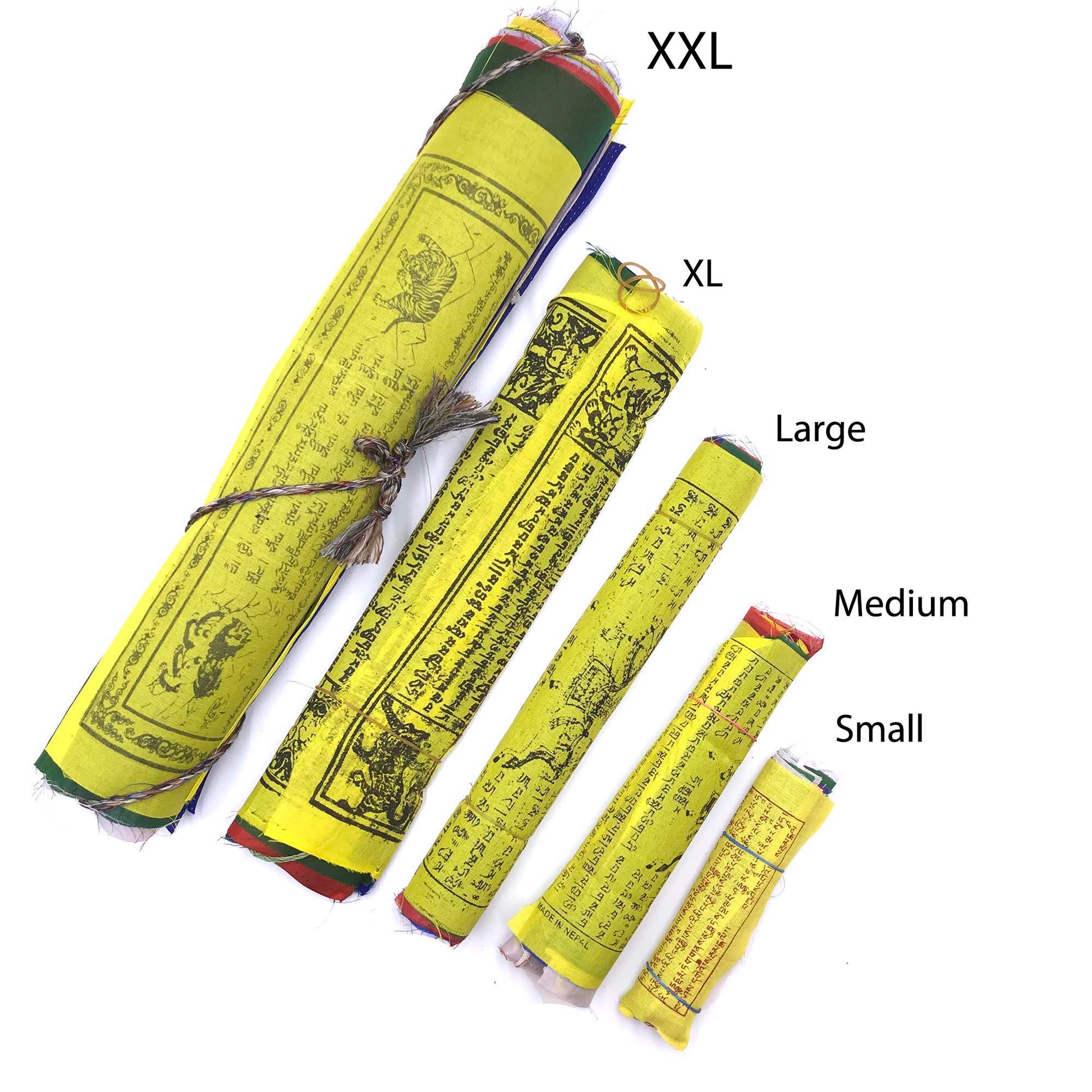 Buddhist Tibetan Prayer Flag XXL 975cms comparison