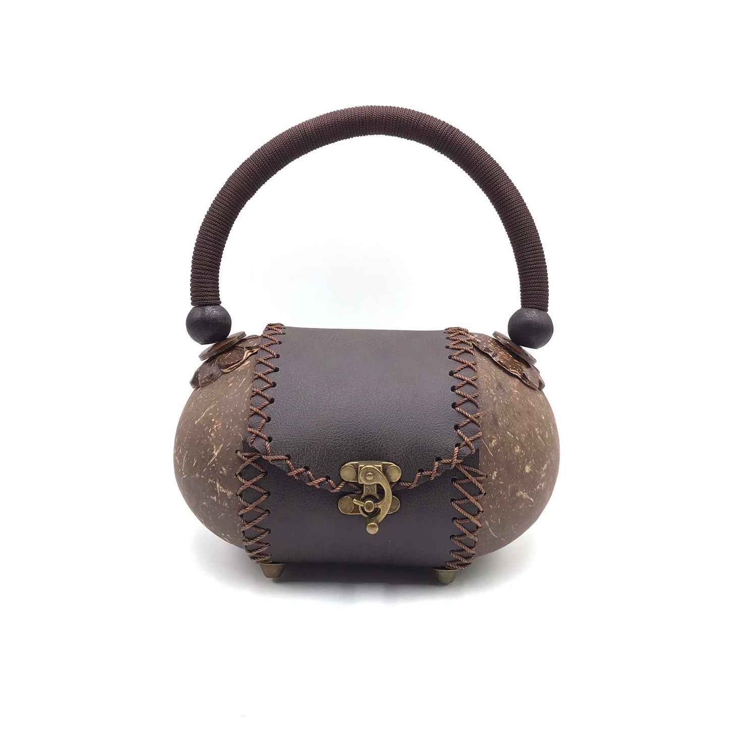 Handbag hand-crafted from coconut shells