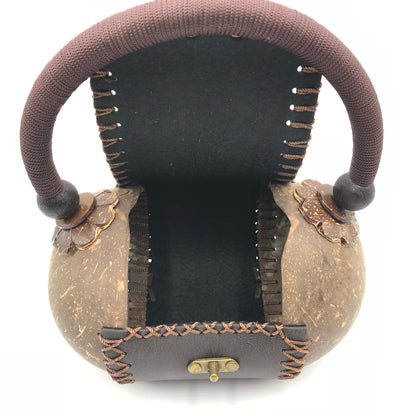 Handbag hand-crafted from coconut shells