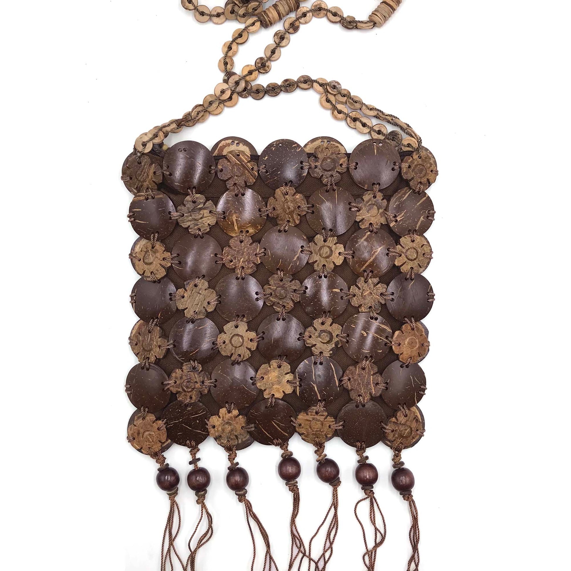 Sling bag hand-crafted from coconut shells