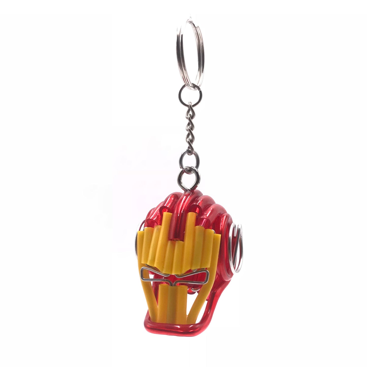 Miniature Wire art Iron Man Head Keychain hand-crafted from aluminium wire