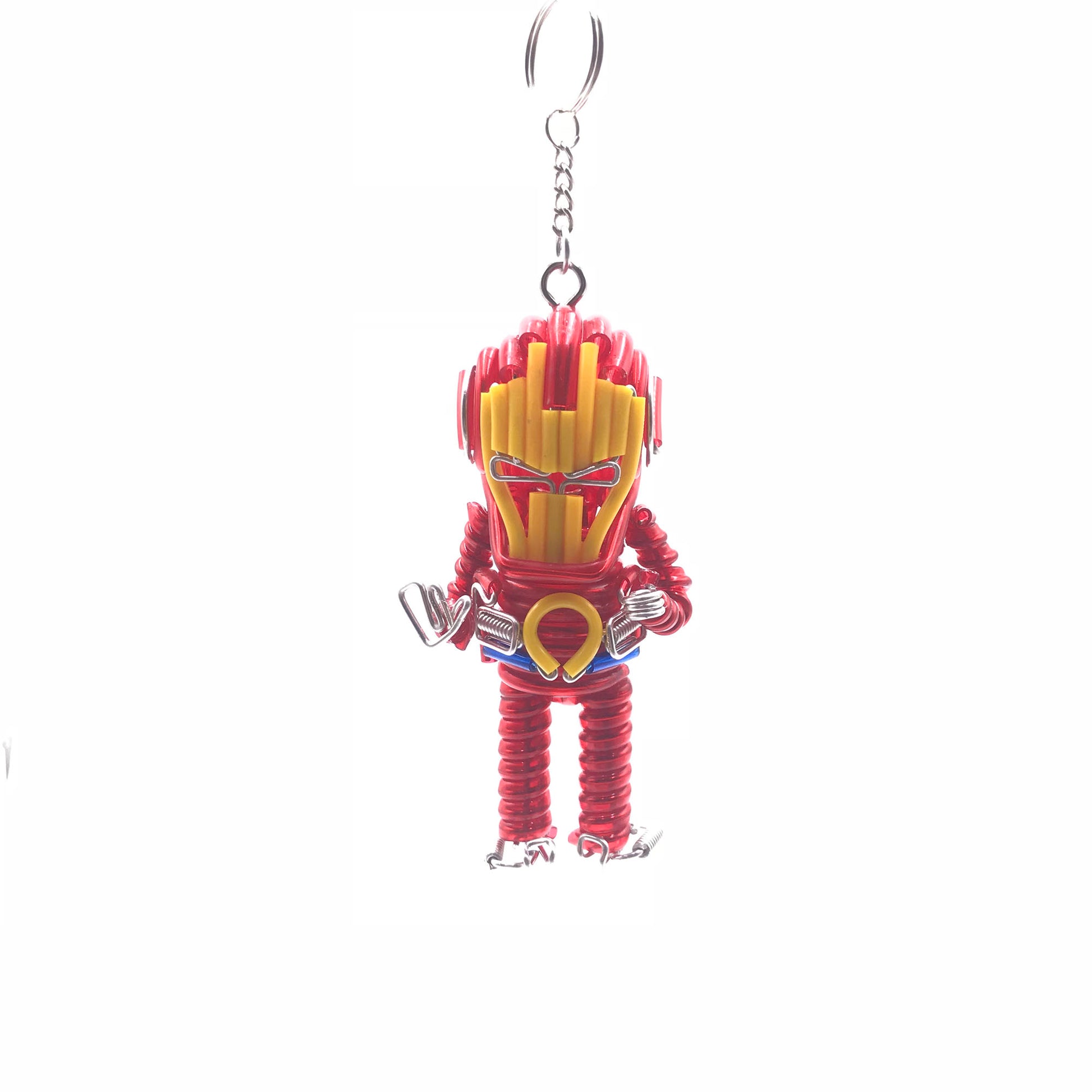 Miniature Wire Art Iron man Keychain hand-crafted from aluminium wire