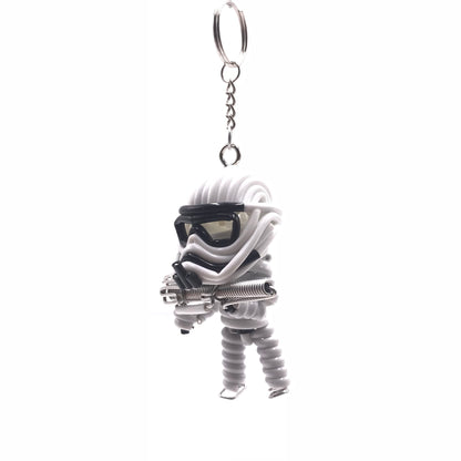 Miniature Wire Art storm trooper Keychain hand-crafted from aluminium wire