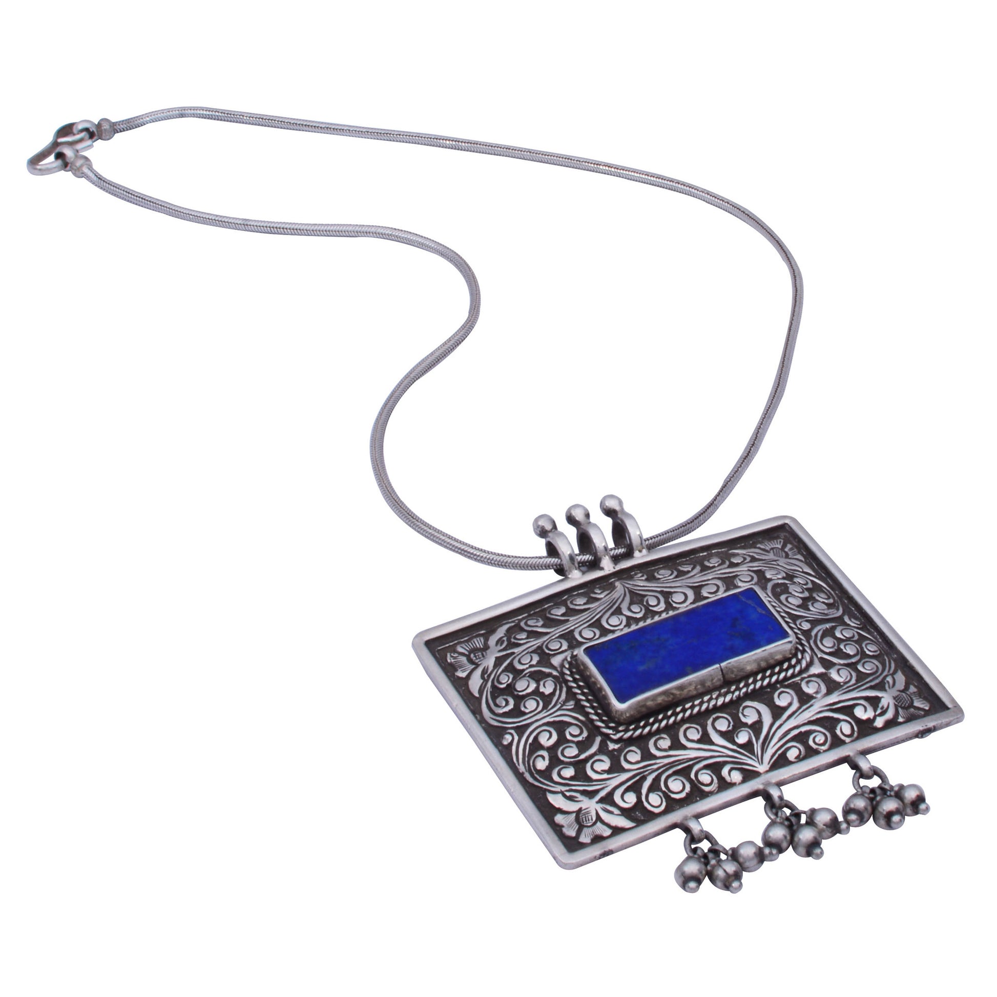 Silver Neckpiece Blue Lapis stone