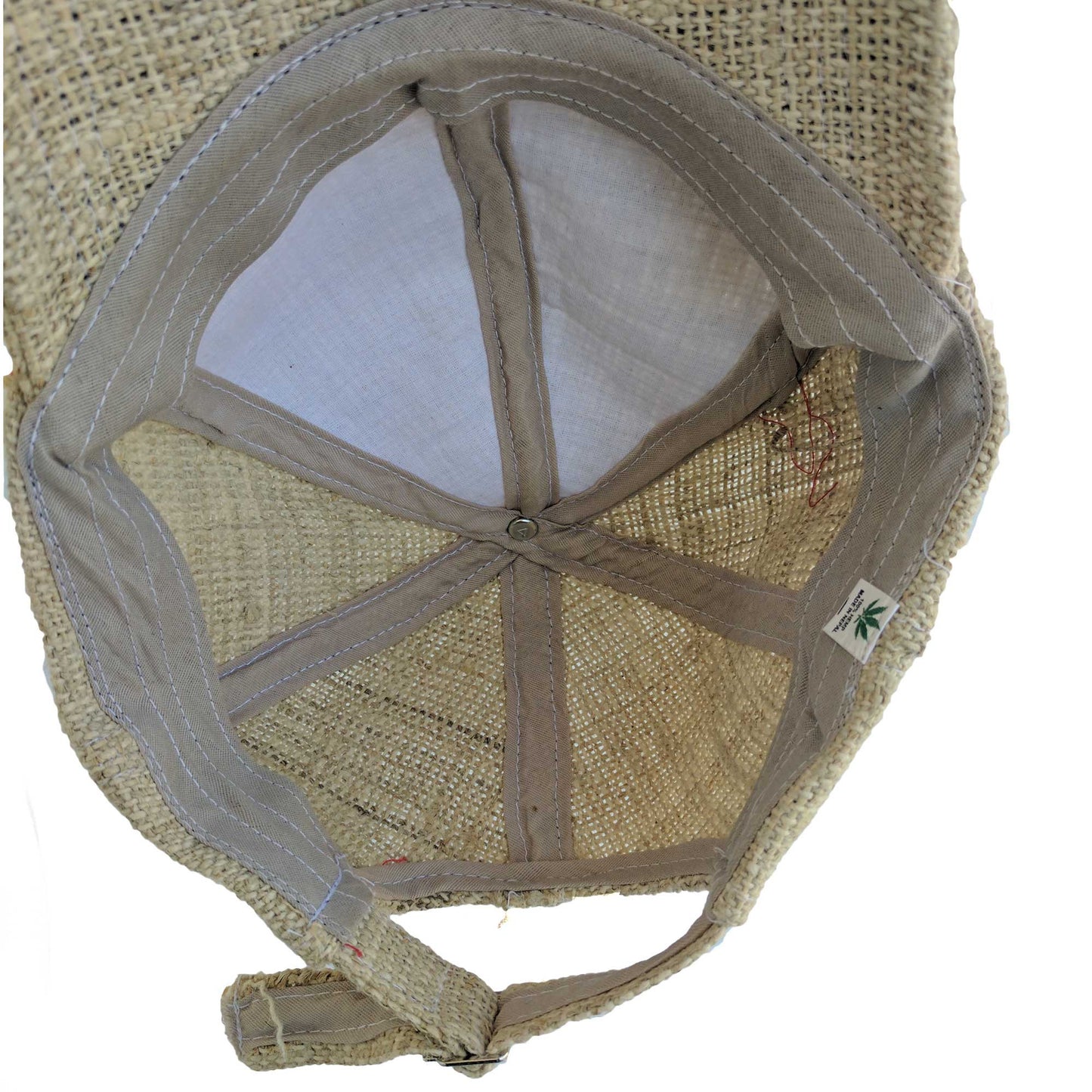 Hemp cap made from 100% pure hand-woven hemp inside look