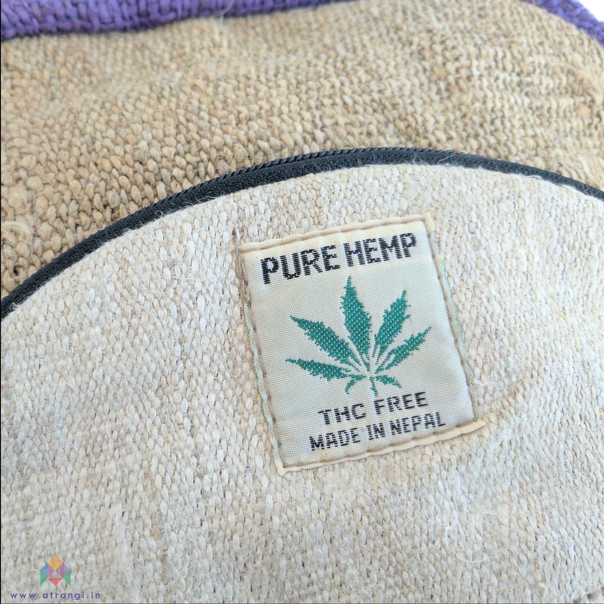Hemp backpack made from 100% pure hand-woven HEMP and natural vegetable dye fabric view