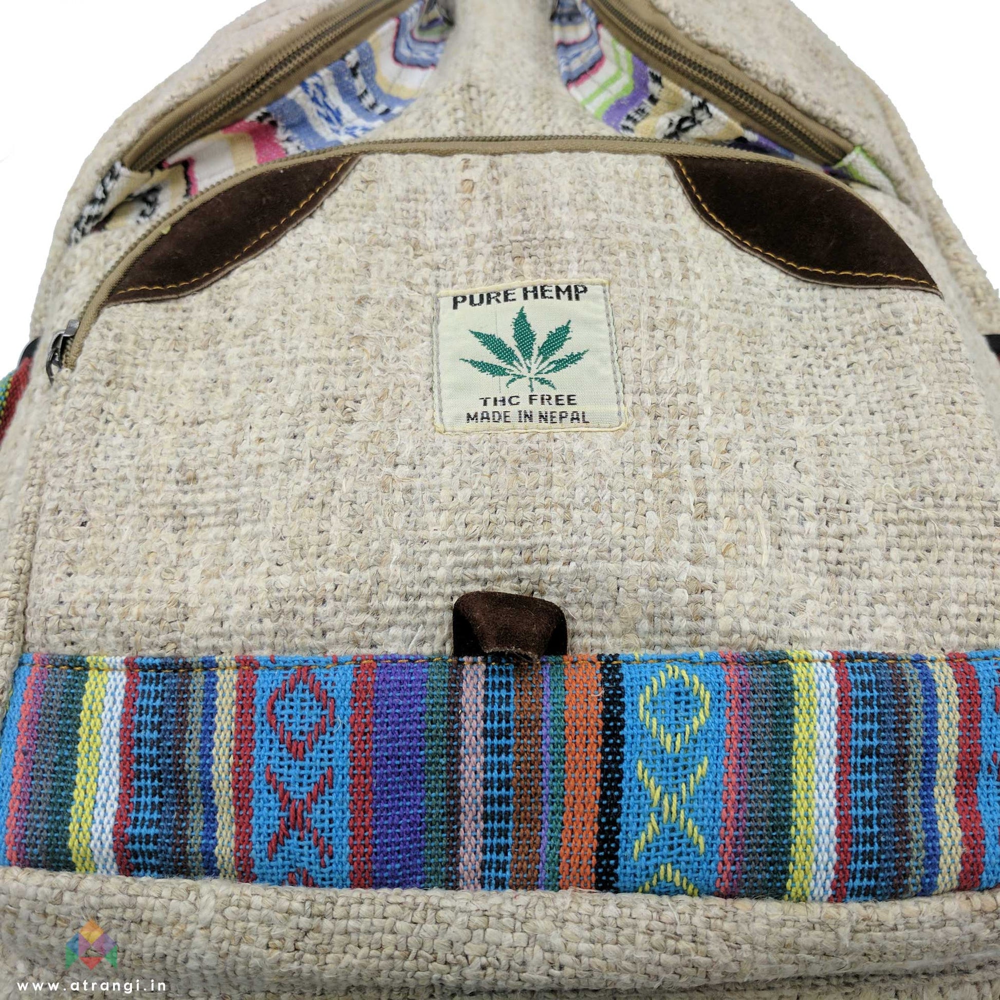 Backpack made from 100% pure hand-woven HEMP design view