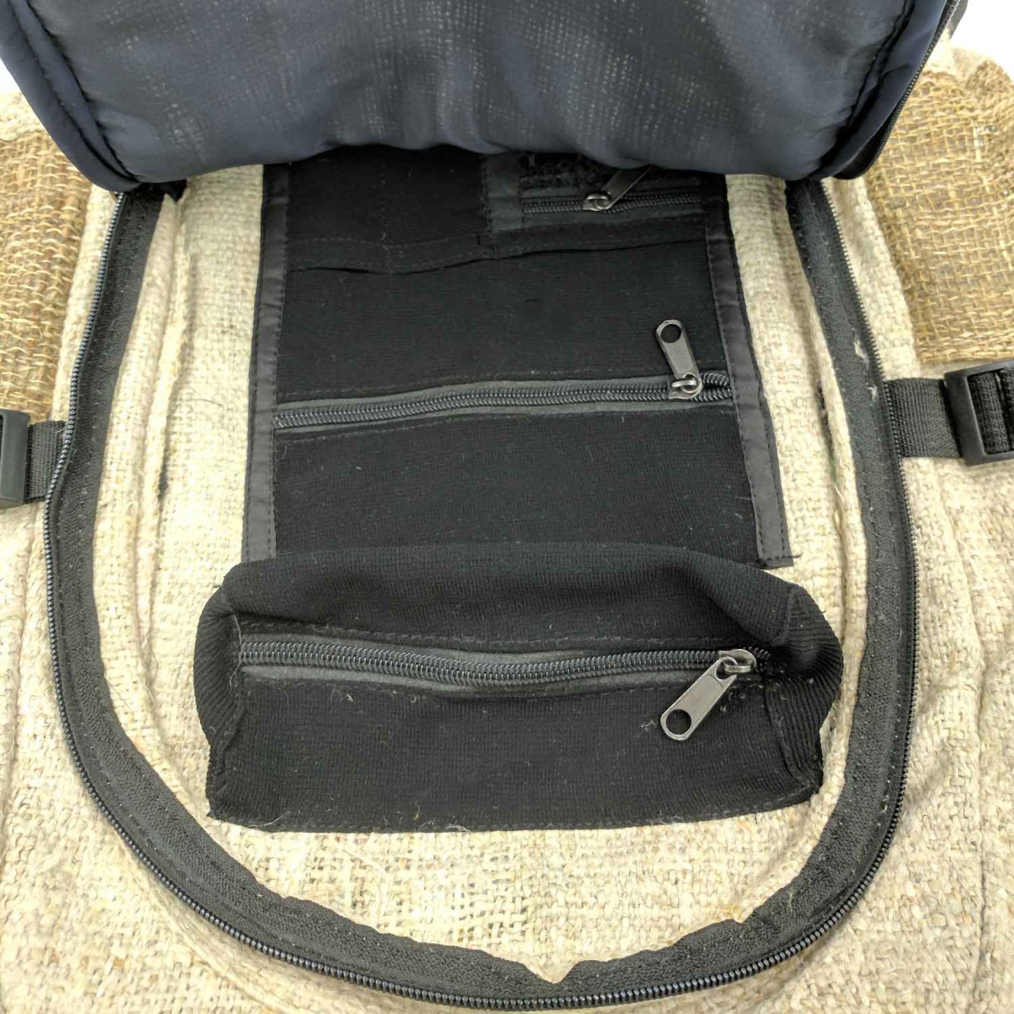 Hemp backpack made from 100% pure hand-woven Hemp inside view