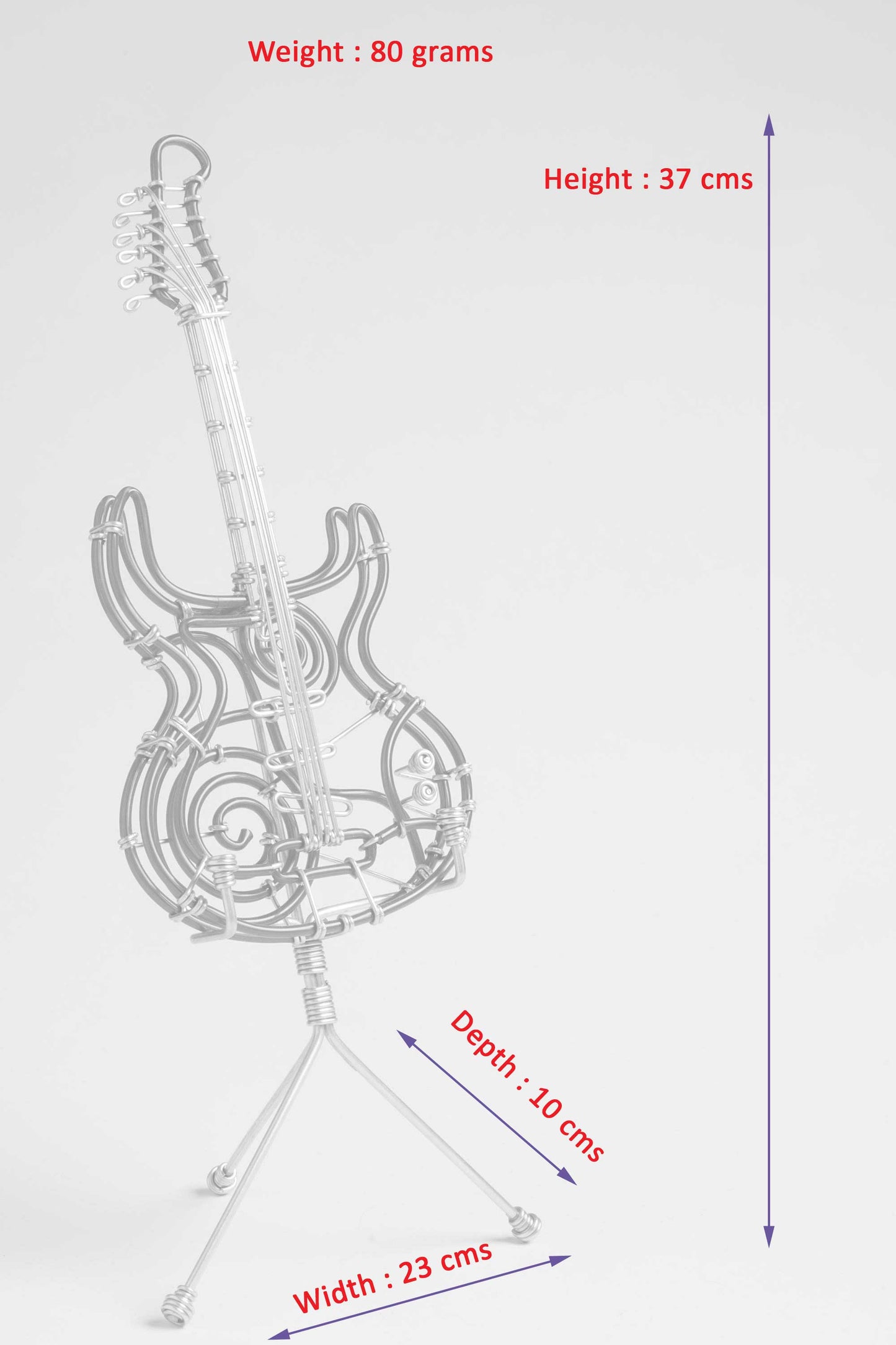 Miniature Wire Art Guitar hand-crafted from aluminium wire