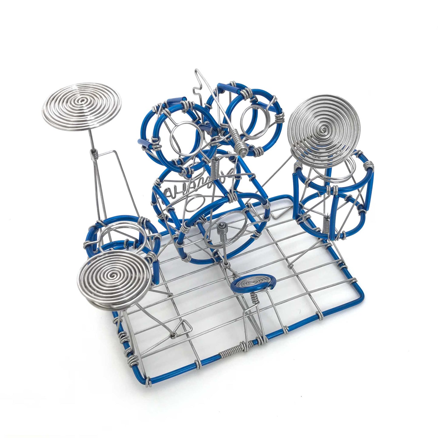 Miniature Wire Art Drumset hand-crafted from aluminium wire