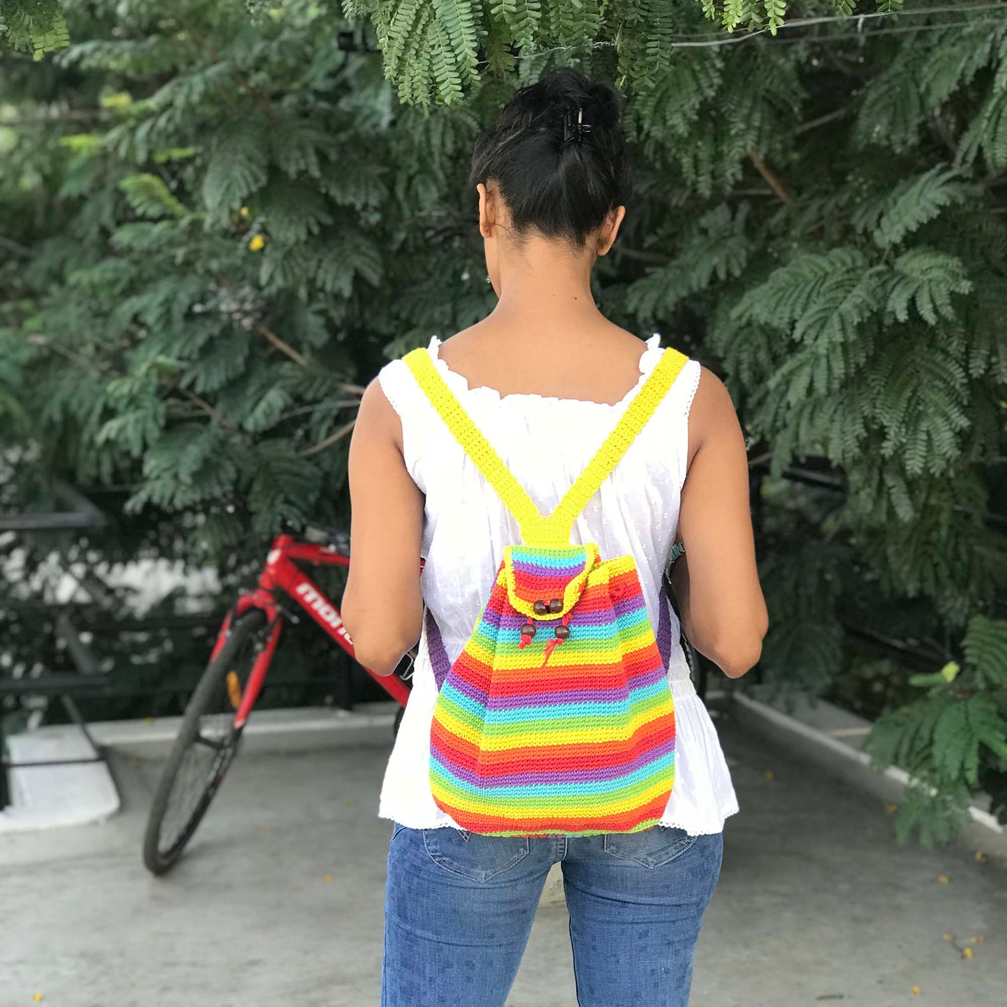 Buy Crochet work Bag  Crochet Rainbow Jhola Bag – Atrangi Gifting