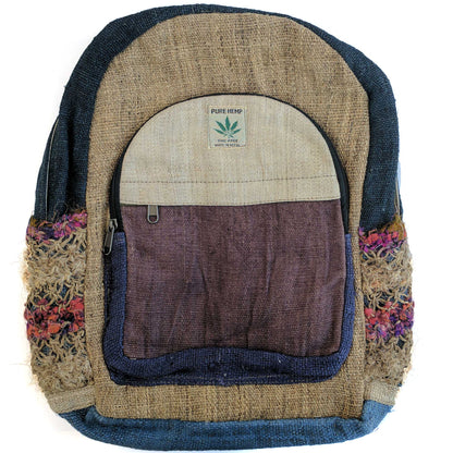 Hemp backpack made from 100% pure hand-woven HEMP and natural vegetable dye