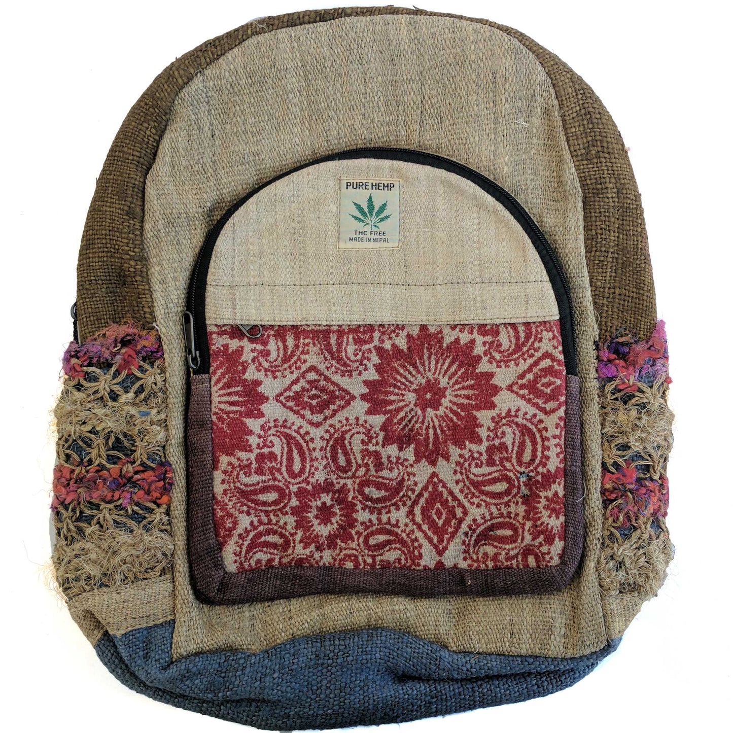 Hemp backpack made from 100% pure hand-woven HEMP and natural vegetable dye