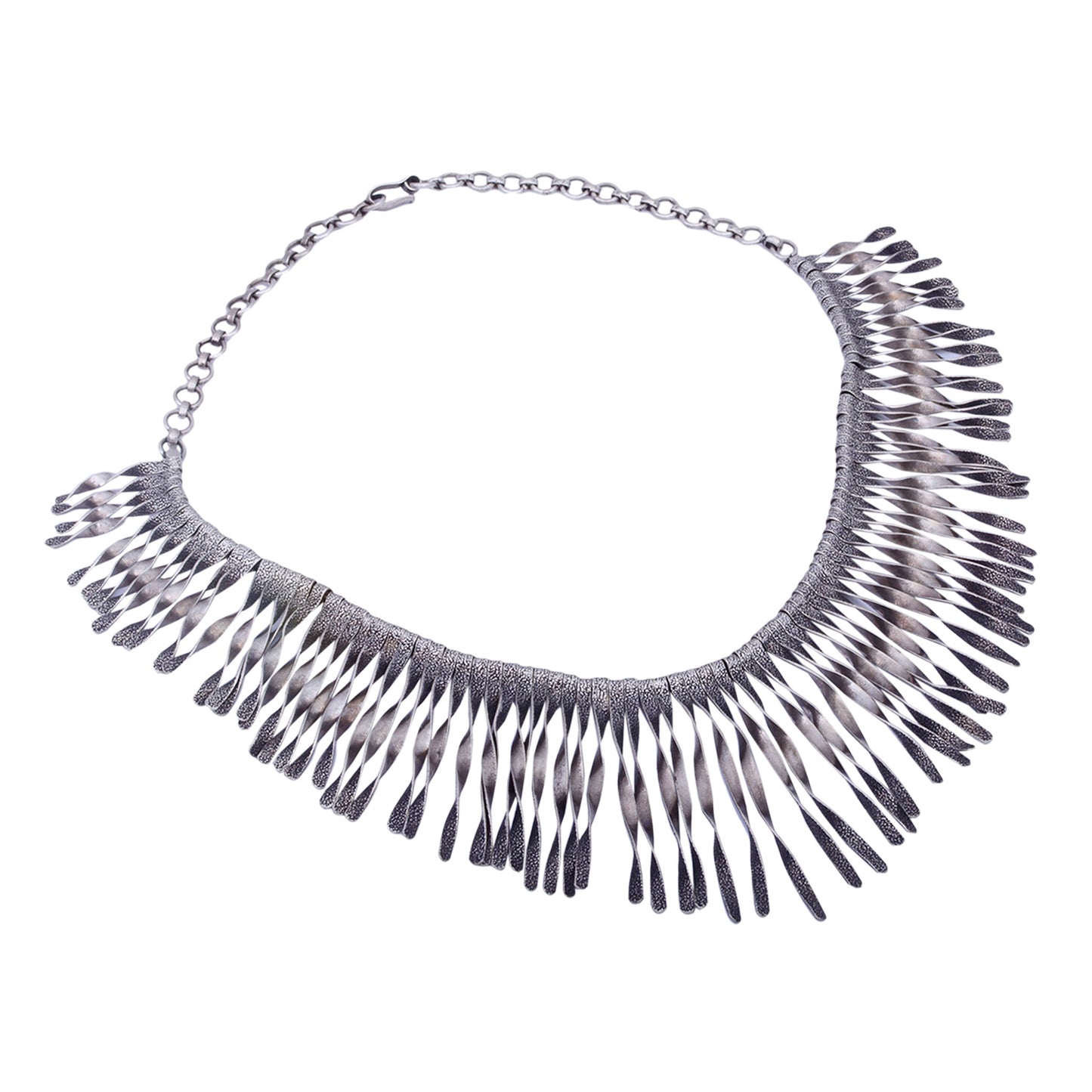 Sterling Silver Neckpiece Twisted Spikes