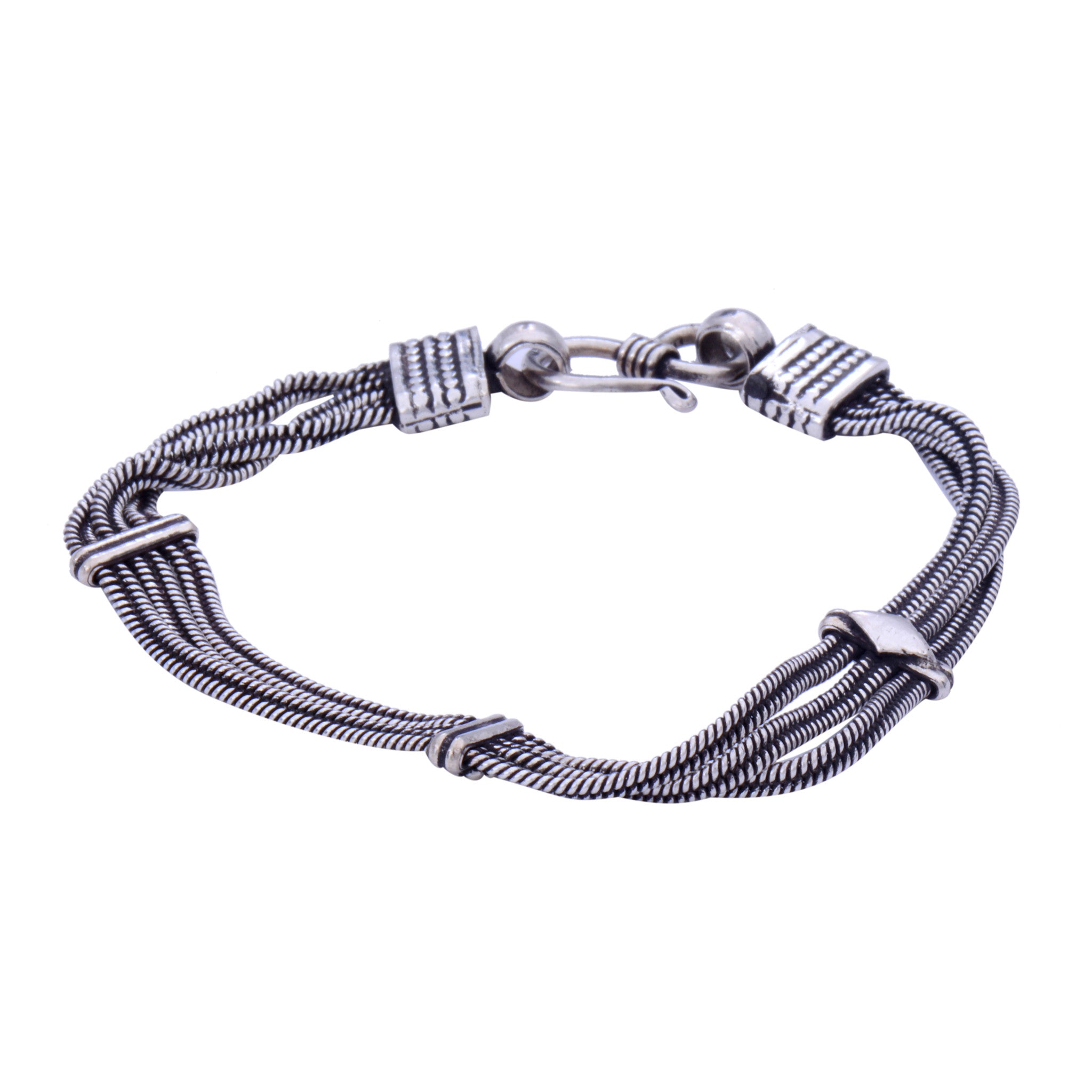 Buy Sterling Silver Bracelet 3 Double Strings, online India – Atrangi ...