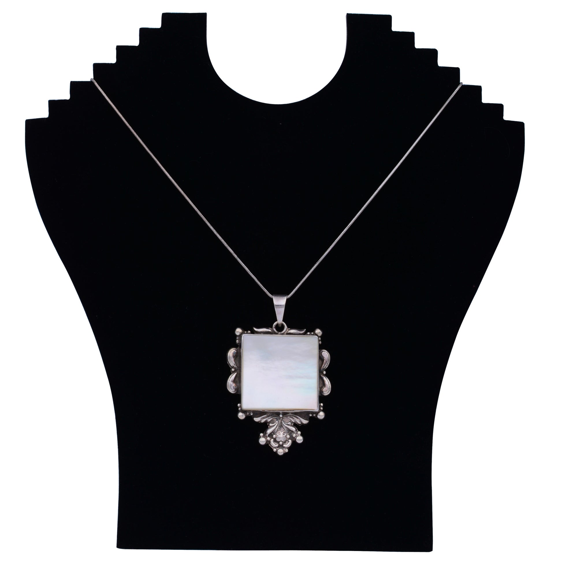 Sterling Silver Neckpiece Shell Pendant Square