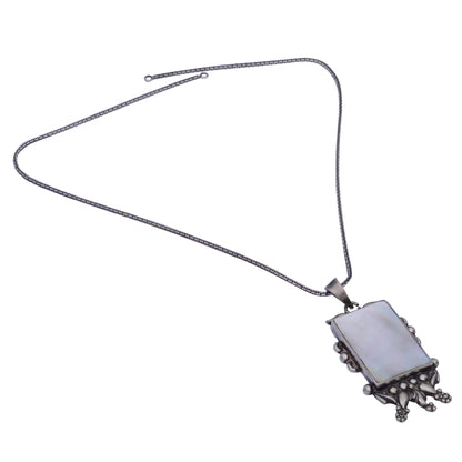 Sterling Silver Neckpiece Shell Pendant rectangle