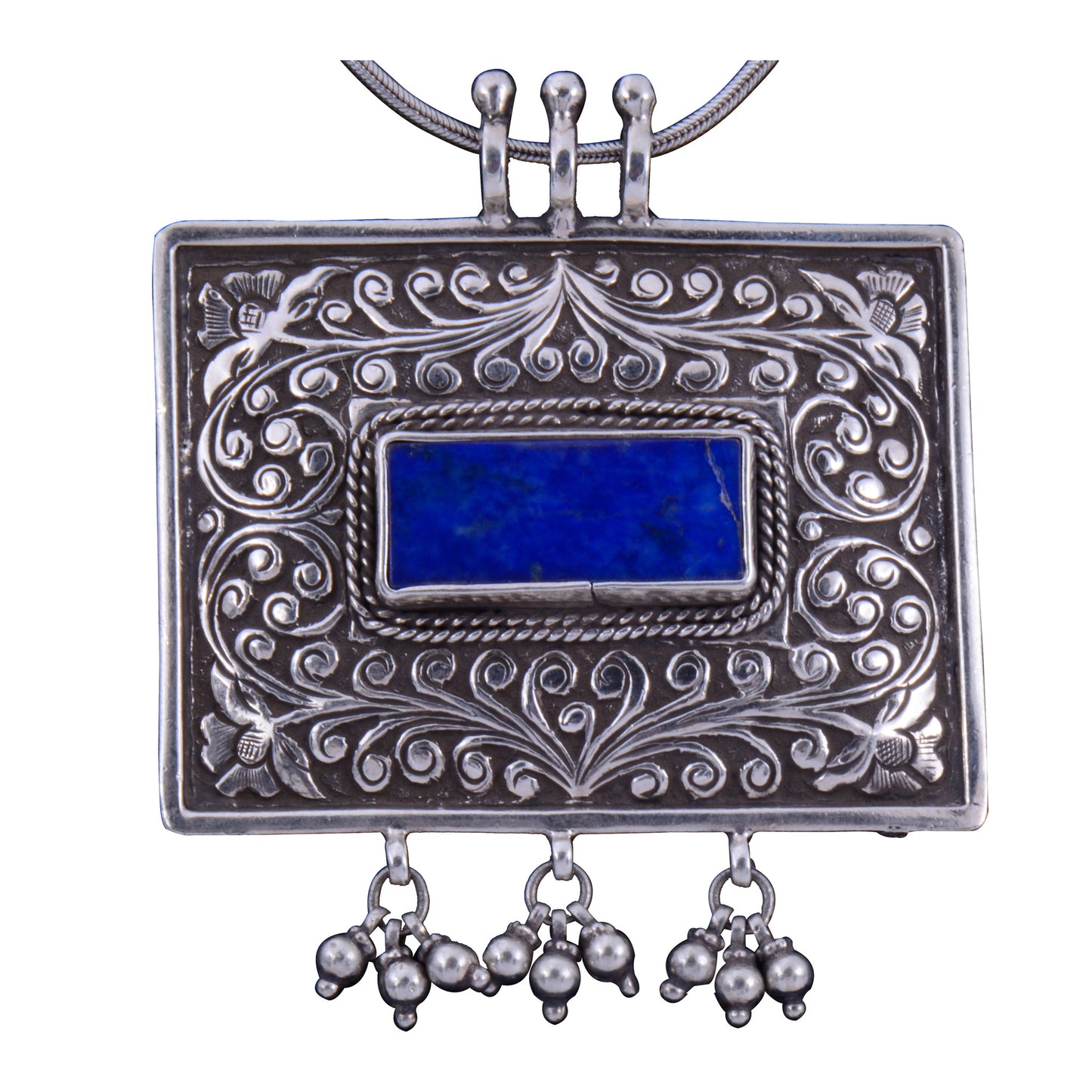 Silver Neckpiece Blue Lapis stone