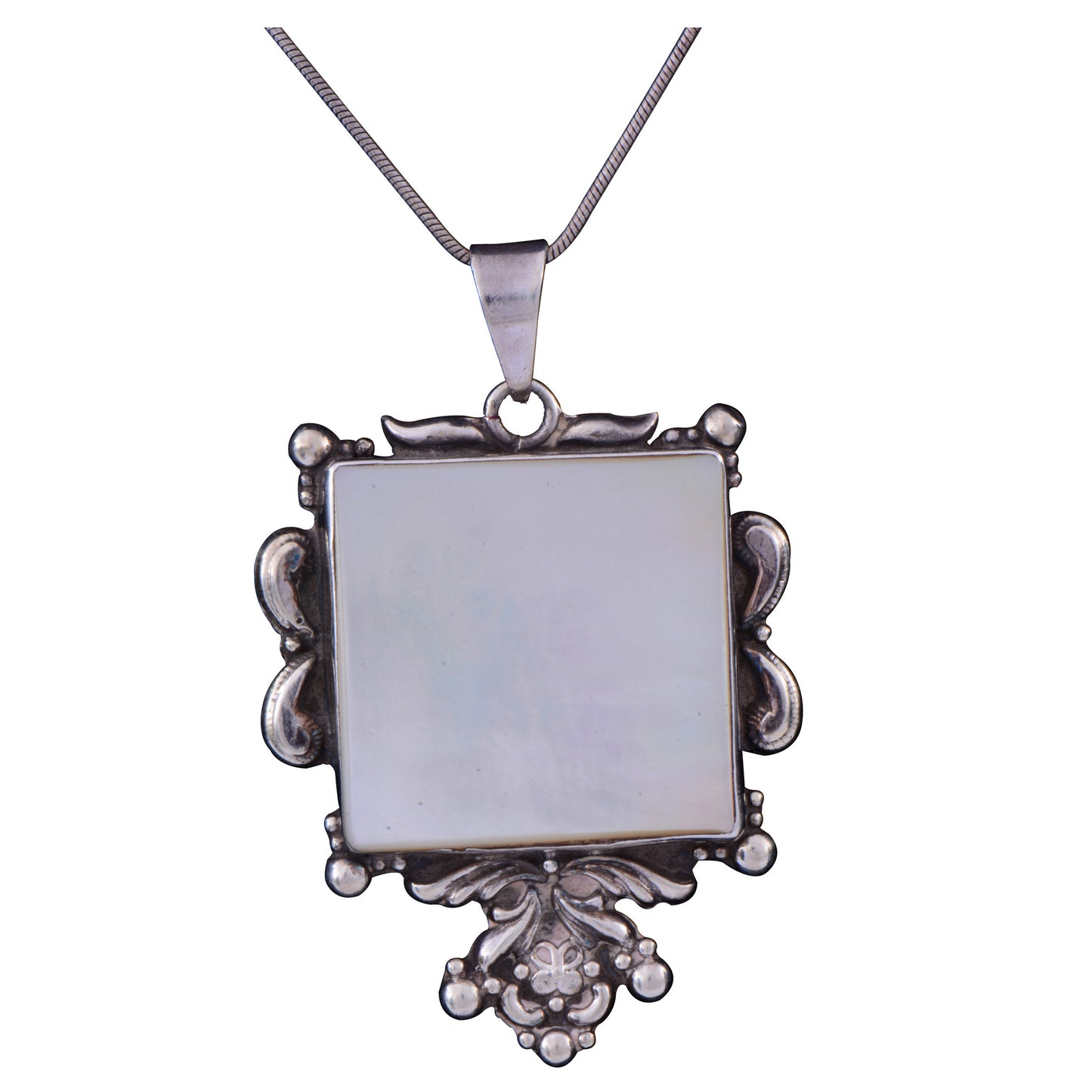 Sterling Silver Neckpiece Shell Pendant Square