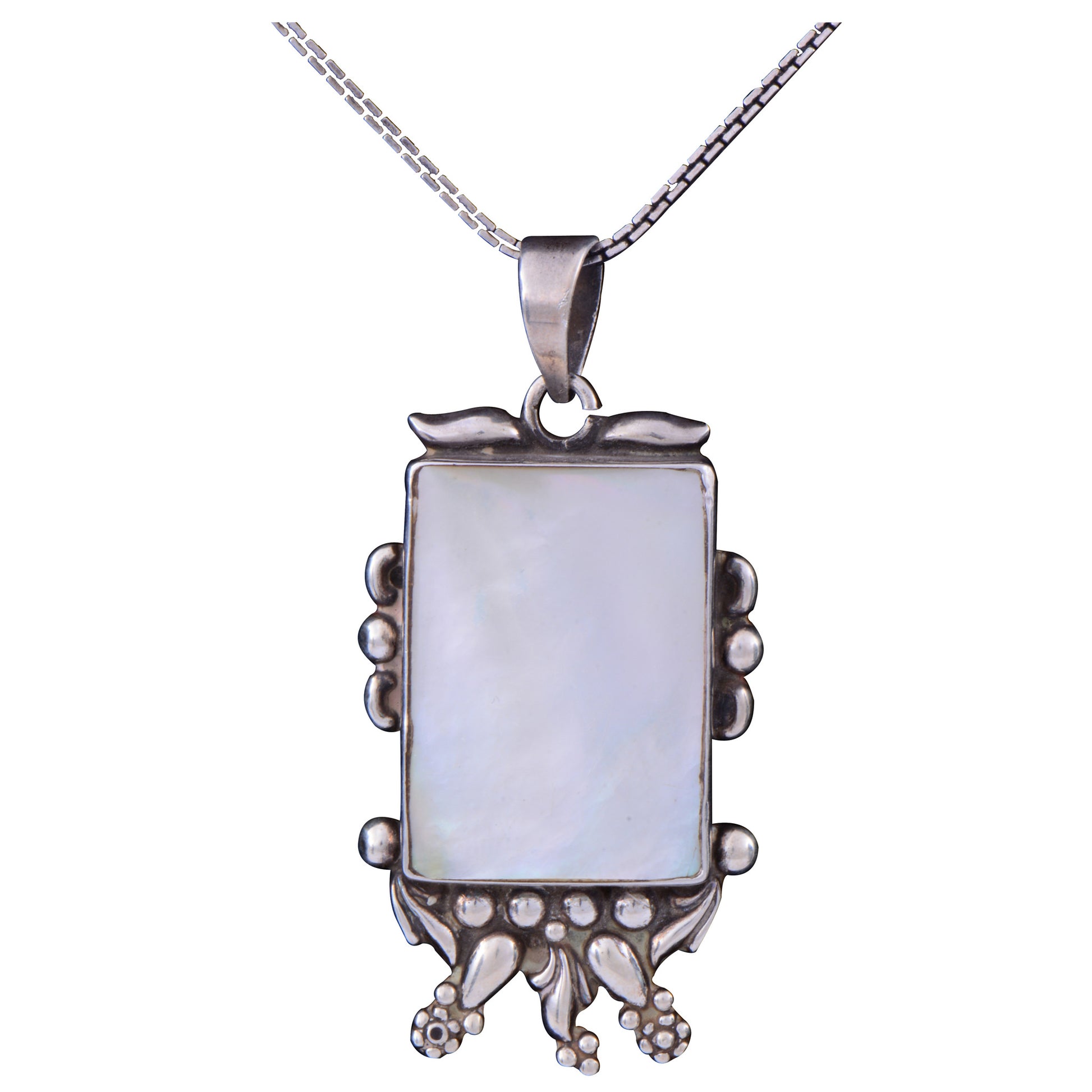 Sterling Silver Neckpiece Shell Pendant rectangle