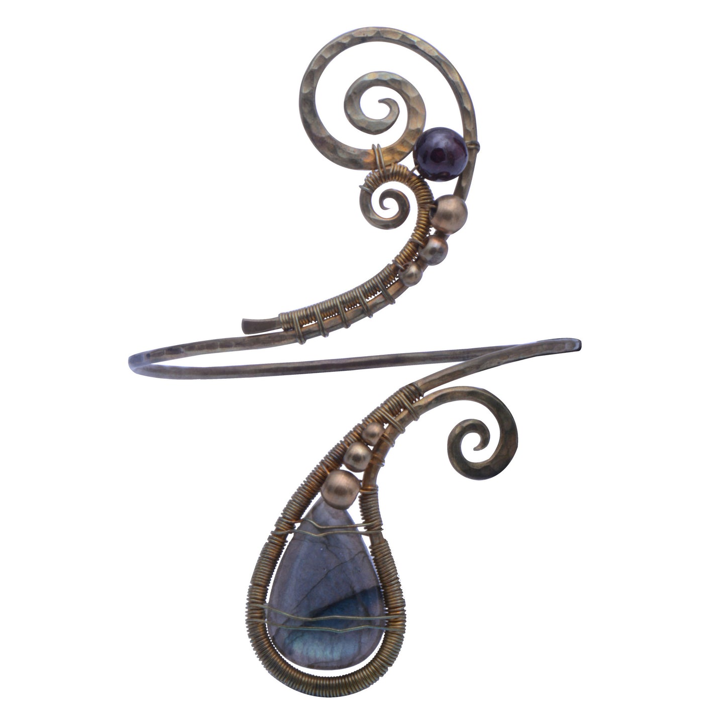 Handcrafted Armlet from Brass wire and Labrodorite stone