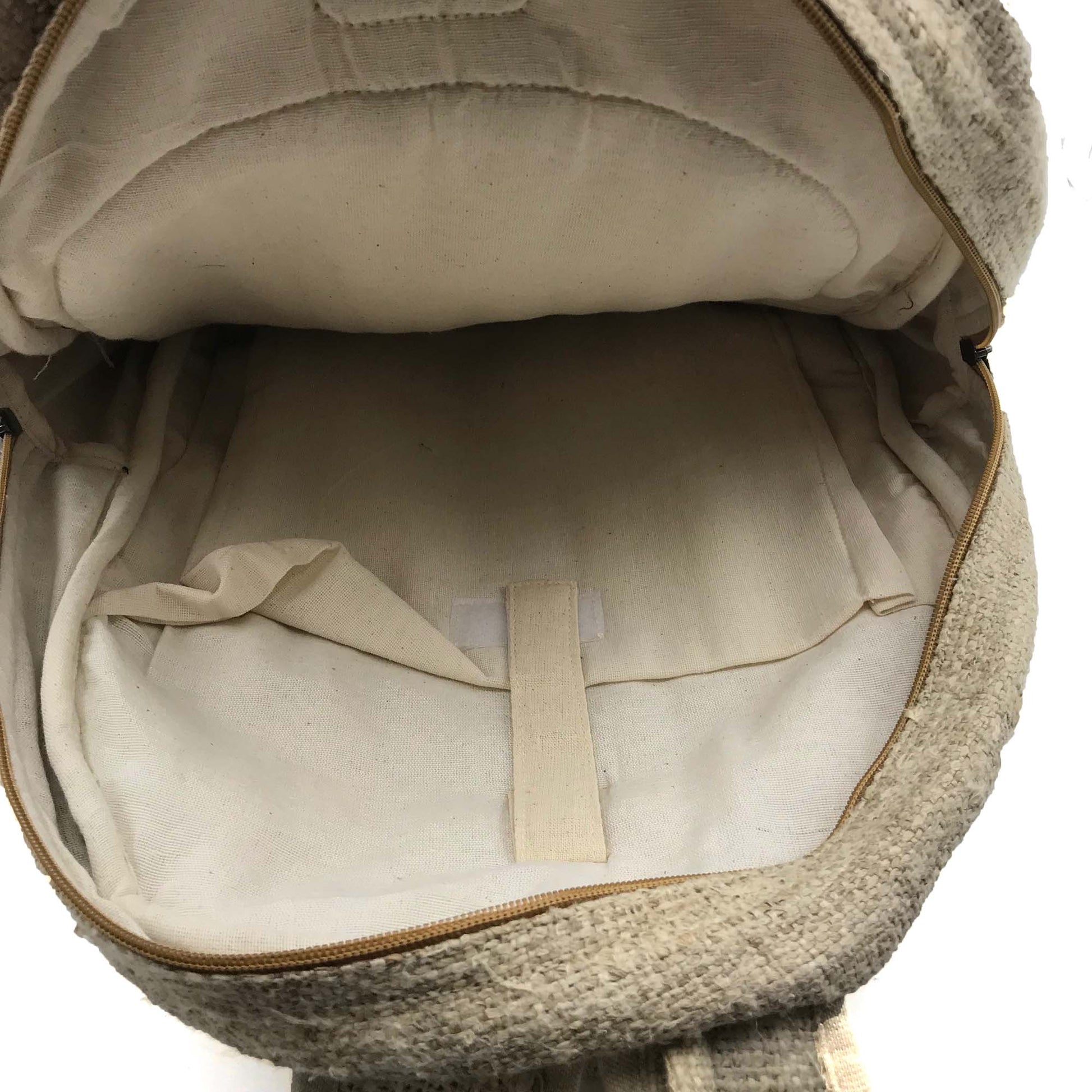 Backpack made from 100% pure hand-woven Hemp inside view