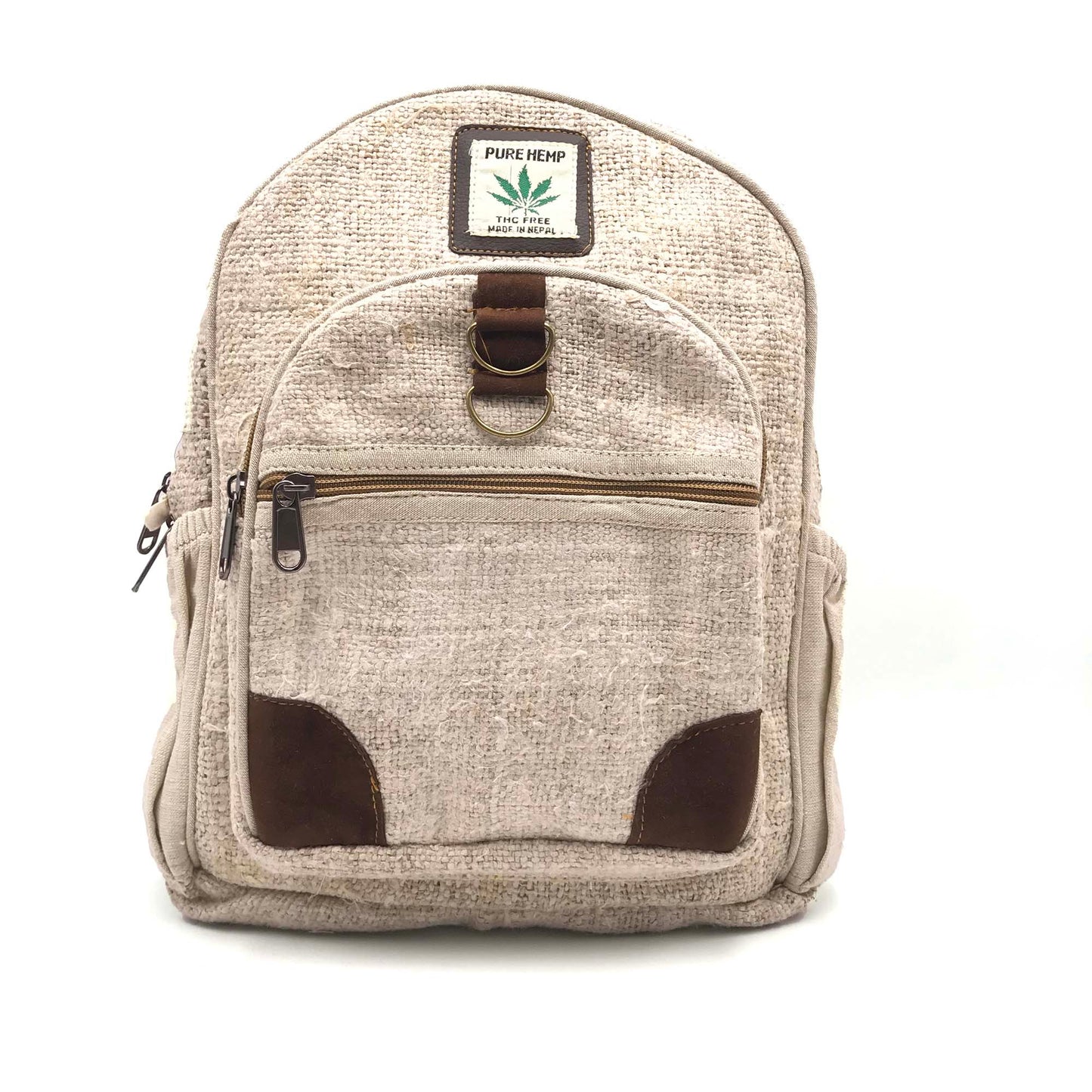 Backpack made from 100% pure hand-woven hemp front view