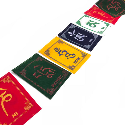 Buddhist Tibetan Prayer Flag Om Mani Padme Hum Velvet