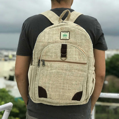 Backpack made from 100% pure hand-woven Hemp front view