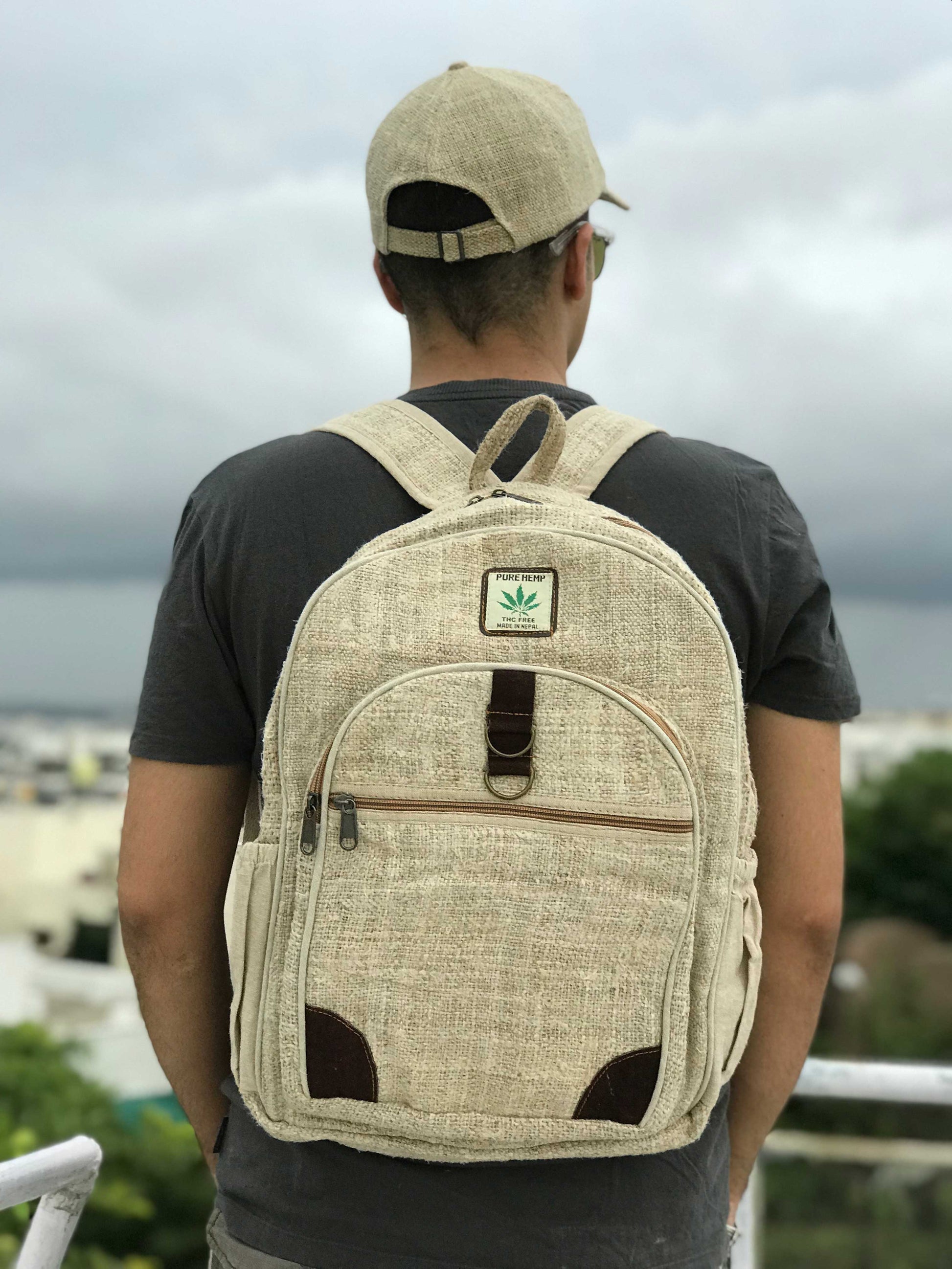 Backpack made from 100% pure hand-woven Hemp front view