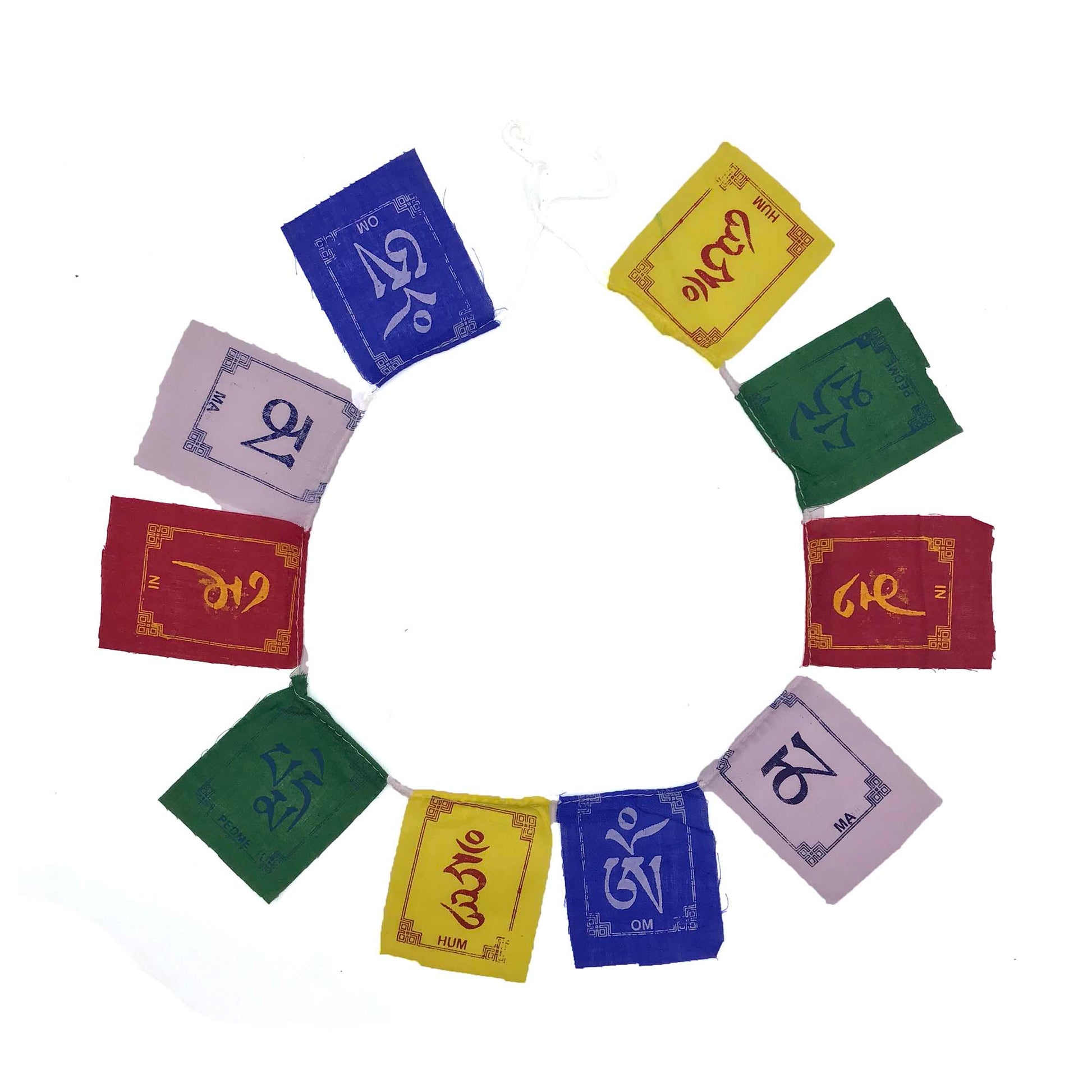 Buddhist Tibetan Prayer Flag Om Mani Padme Hum Cotton Mini open view