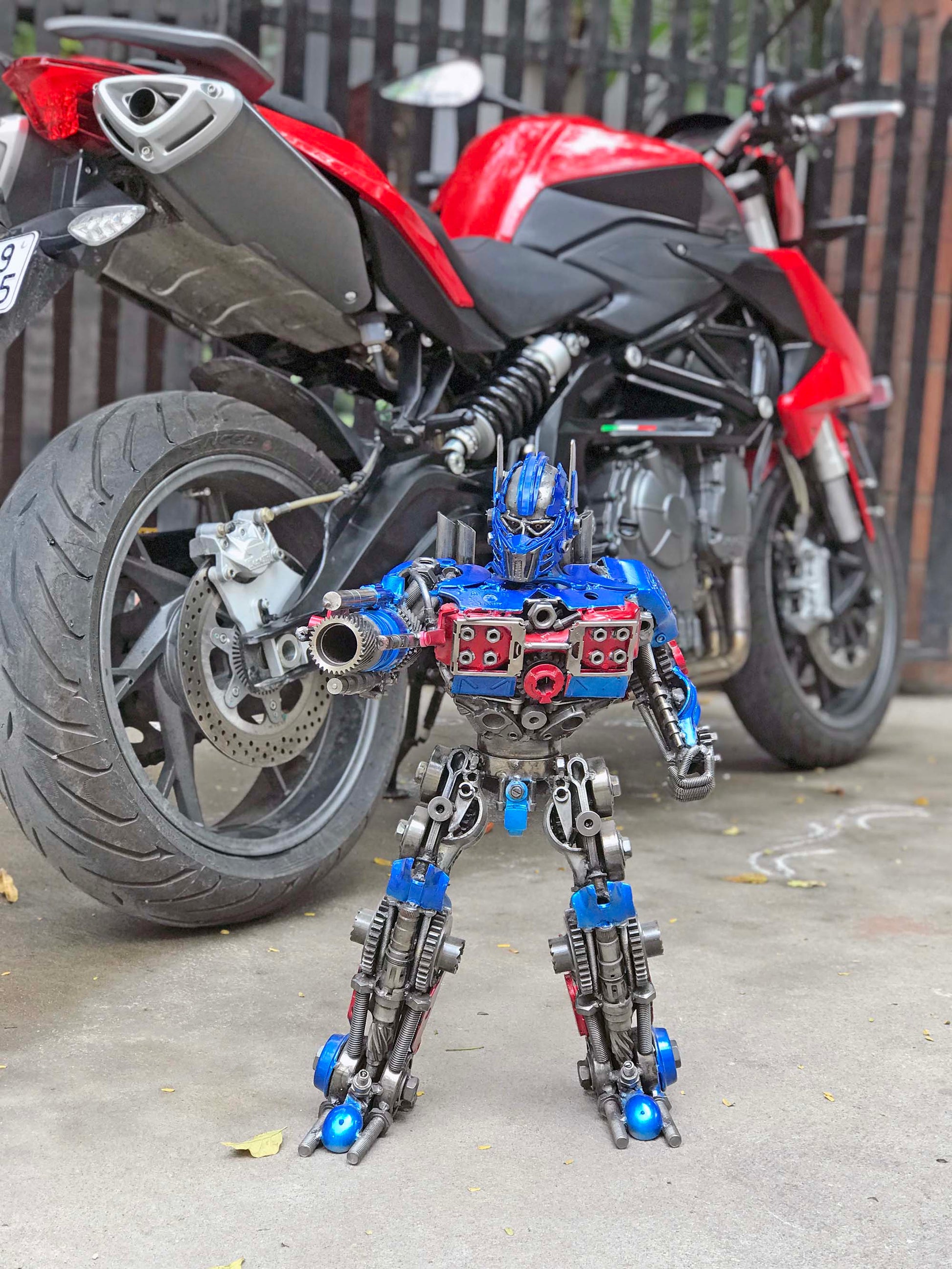 Transformers Optimus Prime hand-crafted from metal