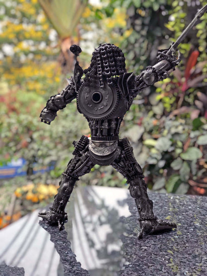 Predator metal action figure hand-crafted from junk auto parts