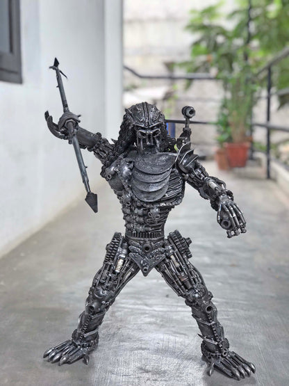 Predator metal action figure hand-crafted from junk auto parts