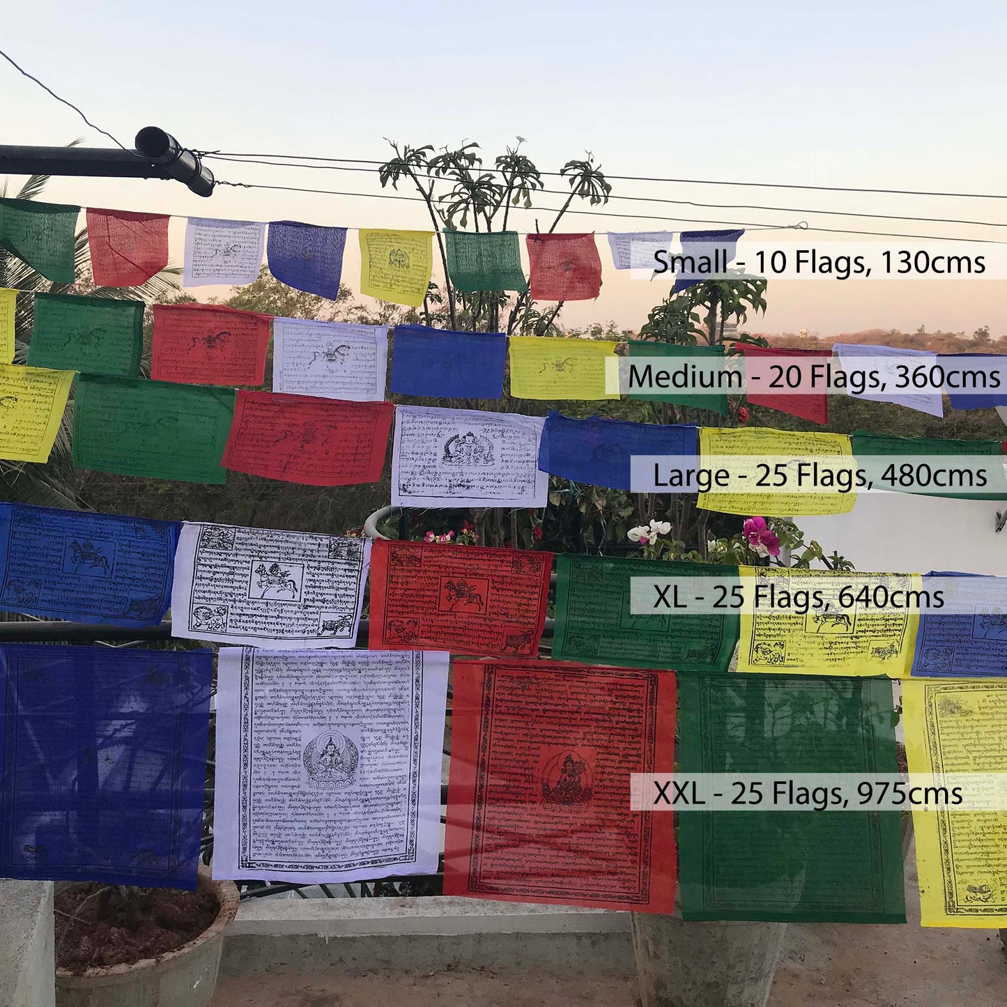 Buddhist Tibetan Prayer Flag Small 130cms comparison